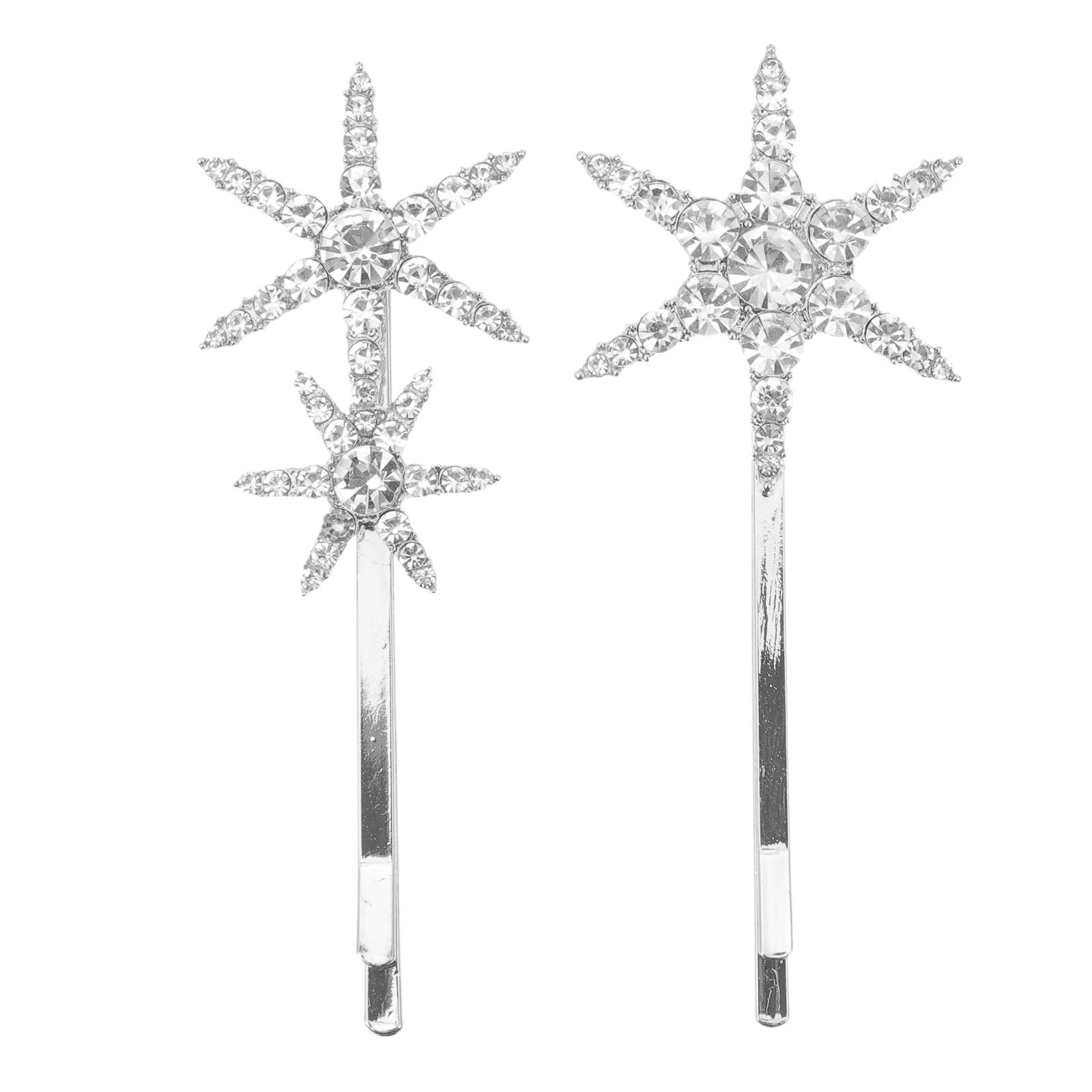 2Pcs Crystal Hair Clips for Women - Gold Rhinestone Bobby Pins, Vintage Star Hair Barrettes for Wedding, Party & Everyday Elegance