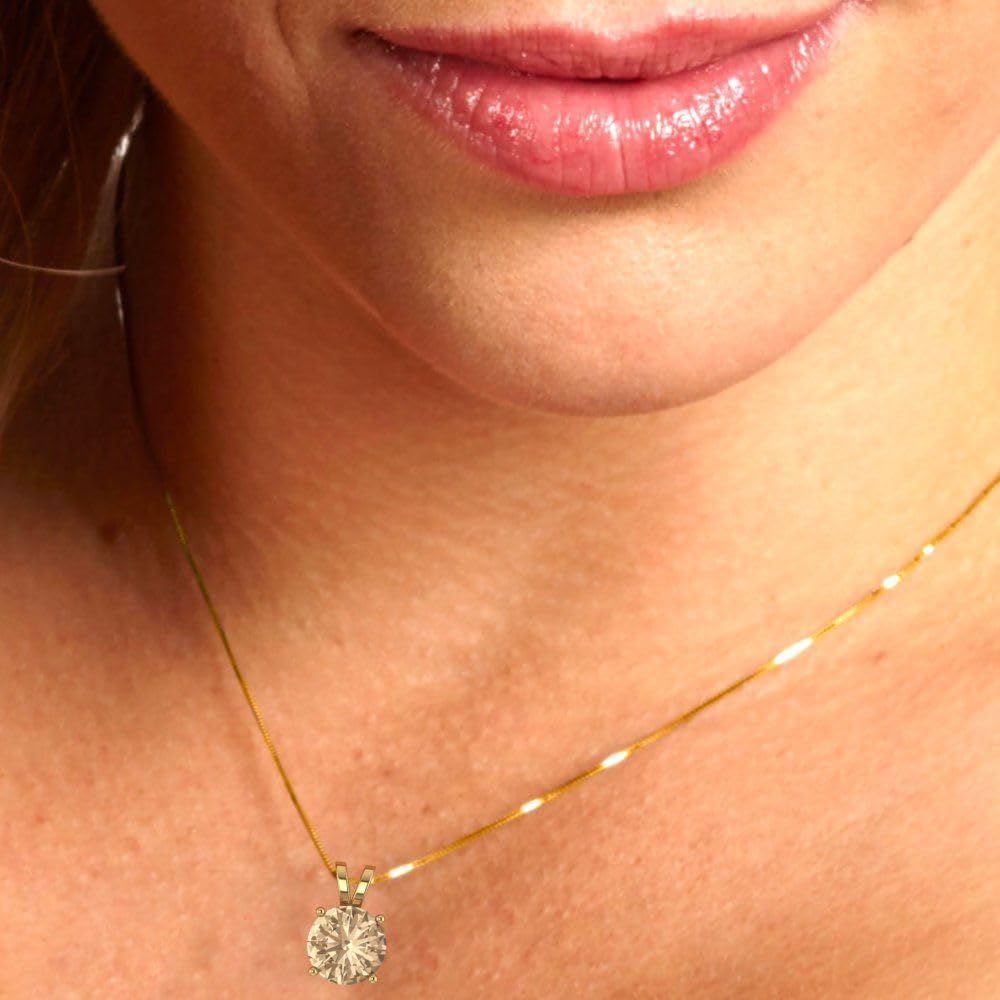 2.50ct Yellow Moissanite Pendant Necklace - 14k Gold Chain for Gifts & Parties