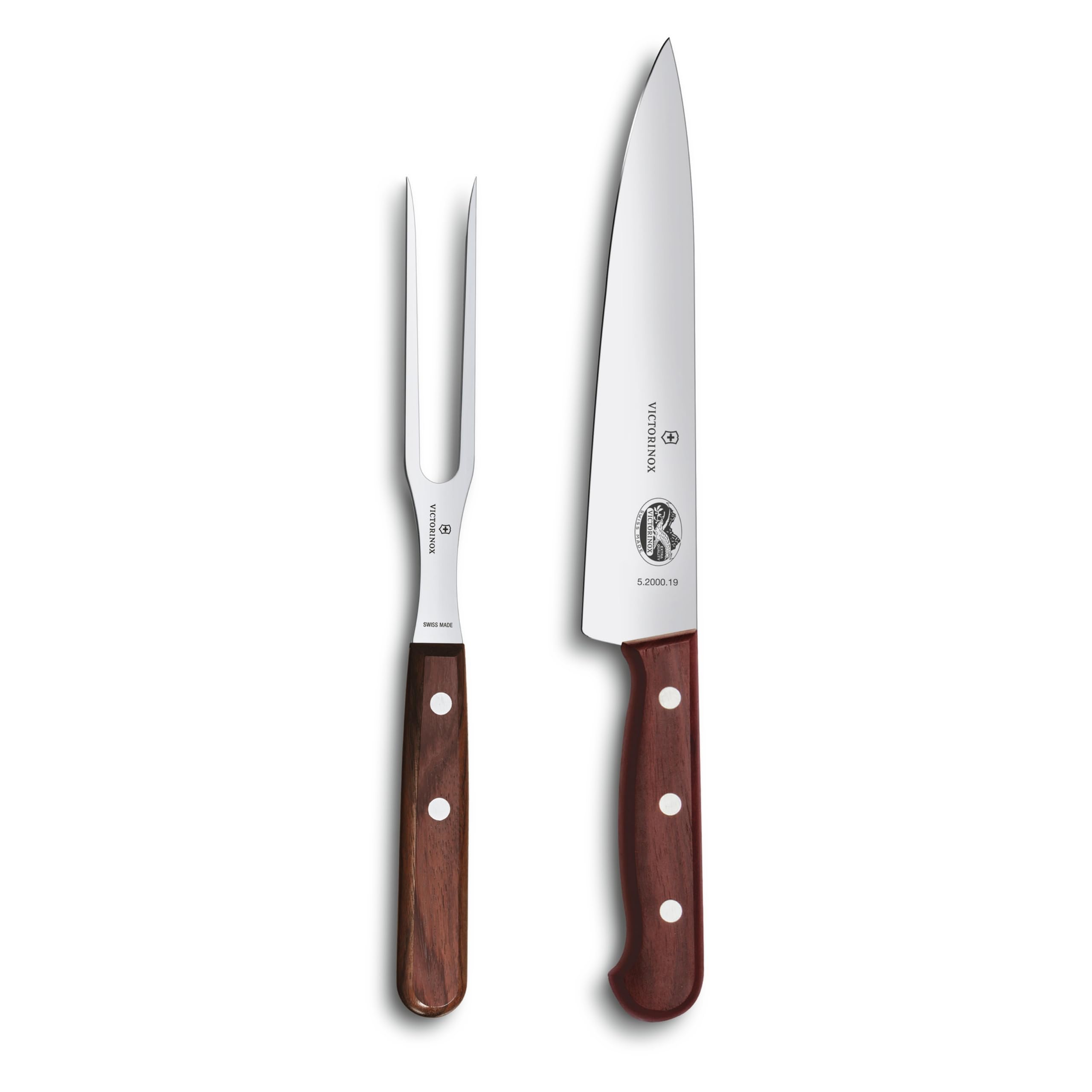Victorinox 2-Piece Carving Set with Chef's Knife & Carving Fork - Premium Wooden Handle Kitchen Knives for Meat Carving & Slicing - Perfect for Thanksgiving Turkey, Holiday Roasts & Home Cooking