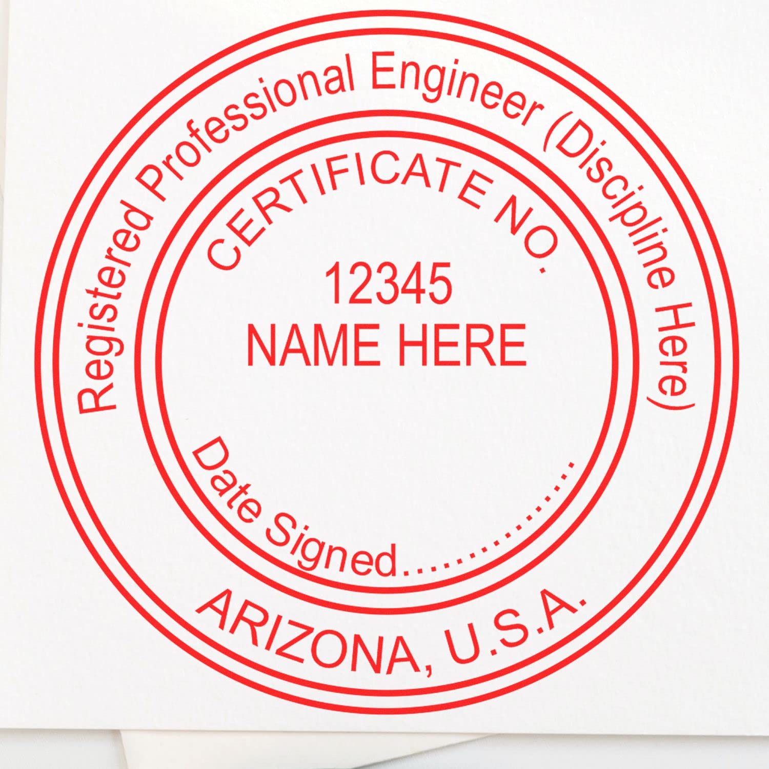 Arizona Professional Engineer Seal Stamp - 1-1/2