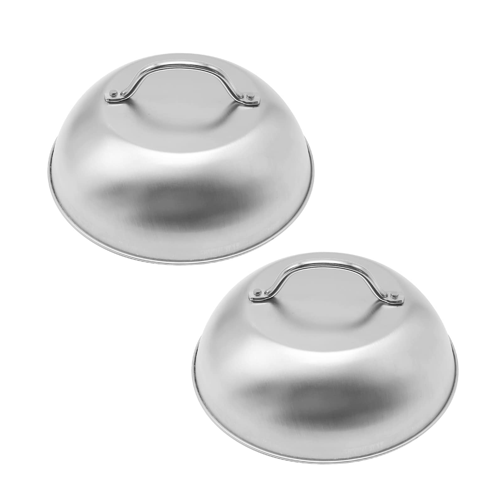 9 Inch Stainless Steel Melting Dome with Handle - BBQ Grilling Lid, Griddle Steam Cover for Perfectly Melted Cheese & Steamed Foods (2 Pack) - Ideal for Backyard BBQs, Camping & Outdoor Cooking
