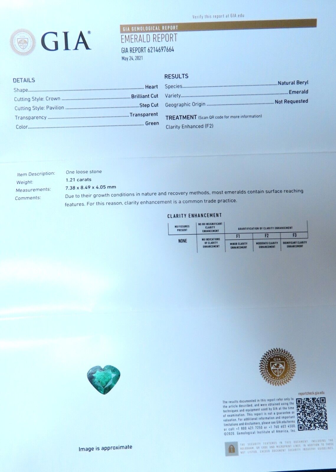 GIA Certified 1.21ct Natural Green Emerald Diamond Ring 18K Gold Heart-Shaped Engagement Ring for Women - Perfect for Valentine's Day, Anniversary & Proposal Gift