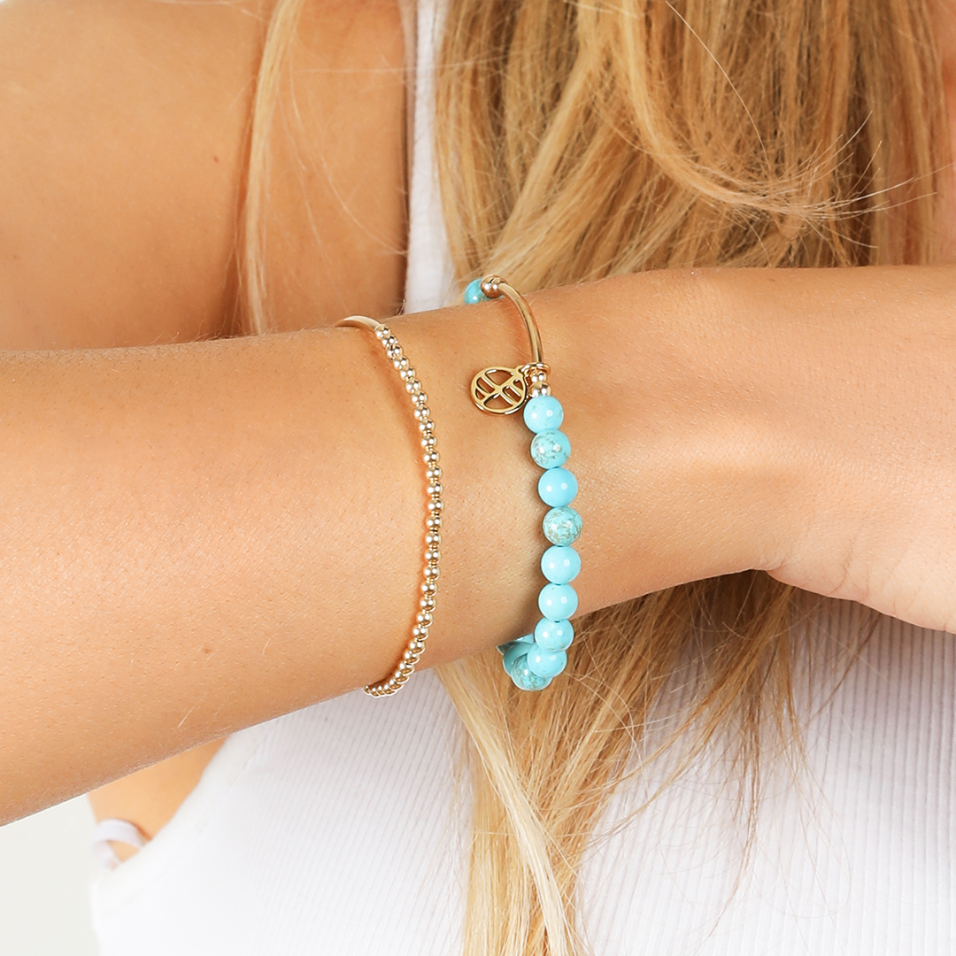 Turquoise Charm Bracelet - Natural Stone of Protection Jewelry for Women | Spiritual Healing, Good Luck & Positive Energy | Perfect for Meditation, Yoga & Everyday Wear