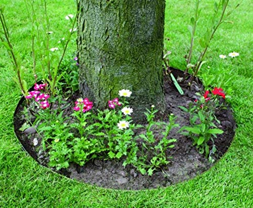 5-Piece 5-Foot Diameter Slate Powder-Coated Tree Rings for Landscaping, Garden Decor, and Outdoor Plant Displays