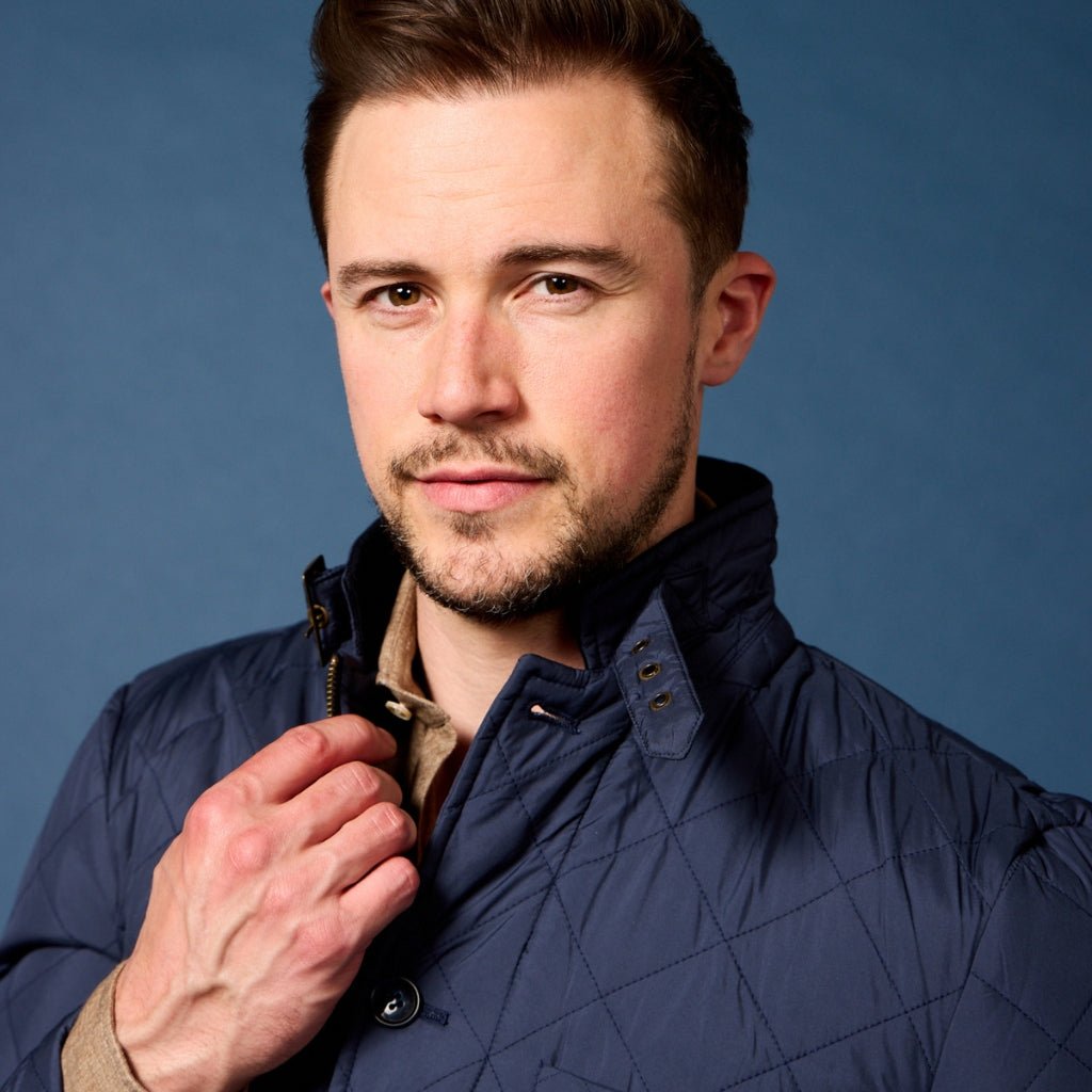 BEAUCAIRE James Quilted Jacket for Men - Navy Blue Lightweight Puffer Coat, Winter Warm Quilted Outerwear for Casual Wear, Outdoor Activities & Travel