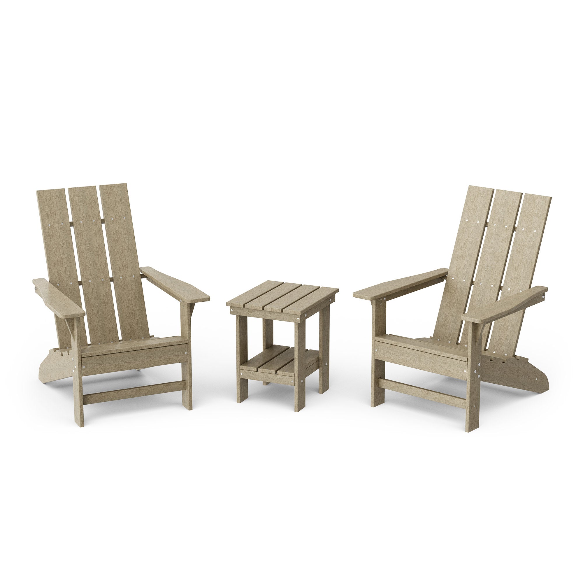 Freedom 3-Piece Modern Adirondack Chair Set with Side Table - Outdoor Patio Furniture for Backyard, Garden & Poolside Relaxation