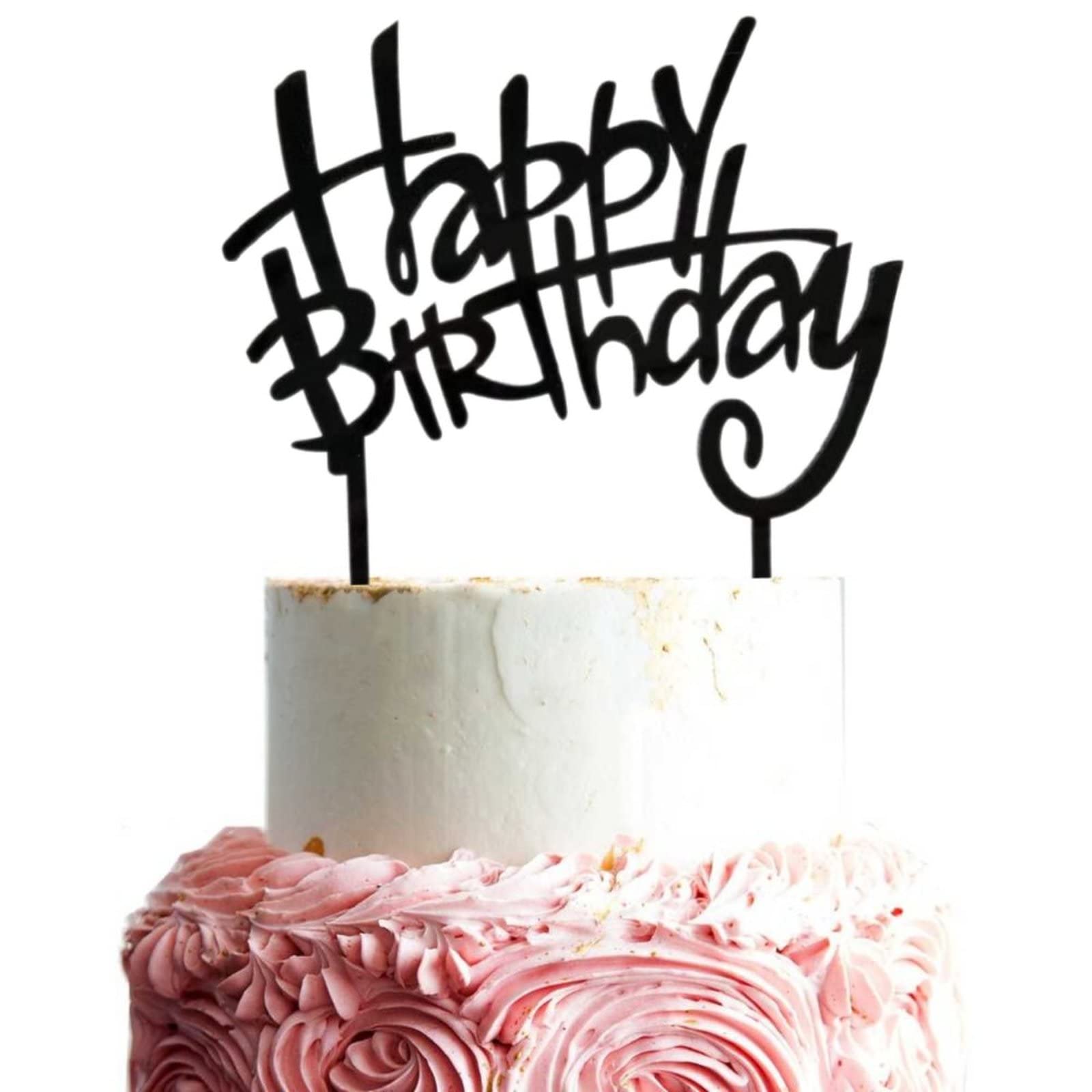 Happy Birthday Cake Topper - Acrylic Party Decoration for Cakes, Cupcakes & Desserts | Birthday Party Supplies for Weddings, Baby Showers & Celebrations