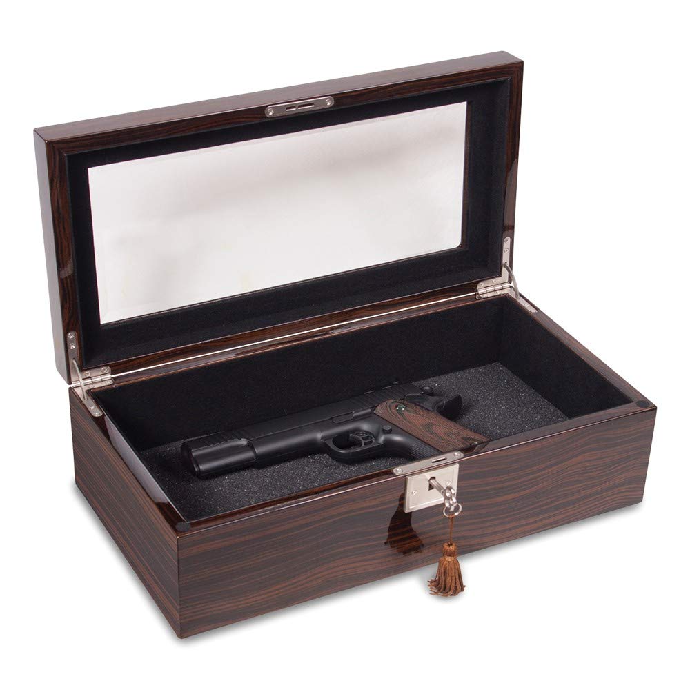 Premium Ebony Wood Veneer Locking Box with High Gloss Finish - Secure Storage for Jewelry, Documents & Valuables - Perfect for Home, Office & Travel Use
