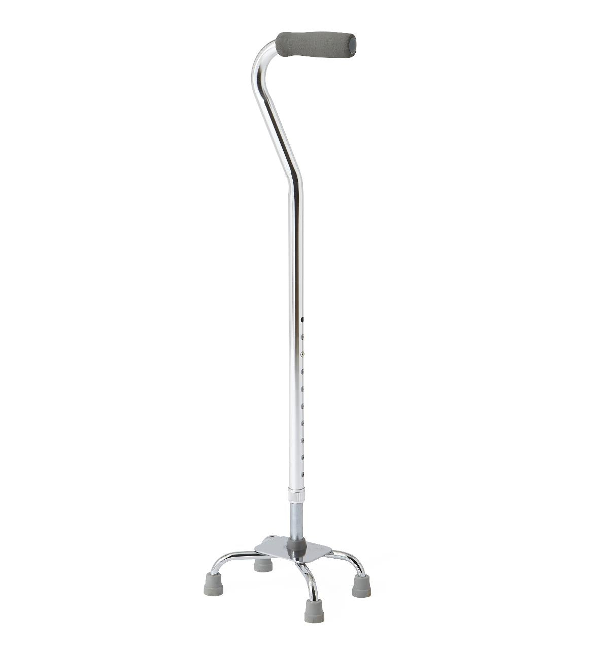 Lightweight Chrome Small Base Quad Cane for Seniors - Sturdy Mobility Walking Aid with Non-Slip Rubber Tips for Indoor/Outdoor Use, Elderly Support & Balance Assistance
