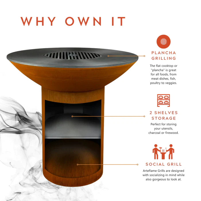 Arteflame Classic 40-Inch Outdoor Grill with Tall Round Base - Perfect for Backyard BBQs, Camping & Patio Cooking