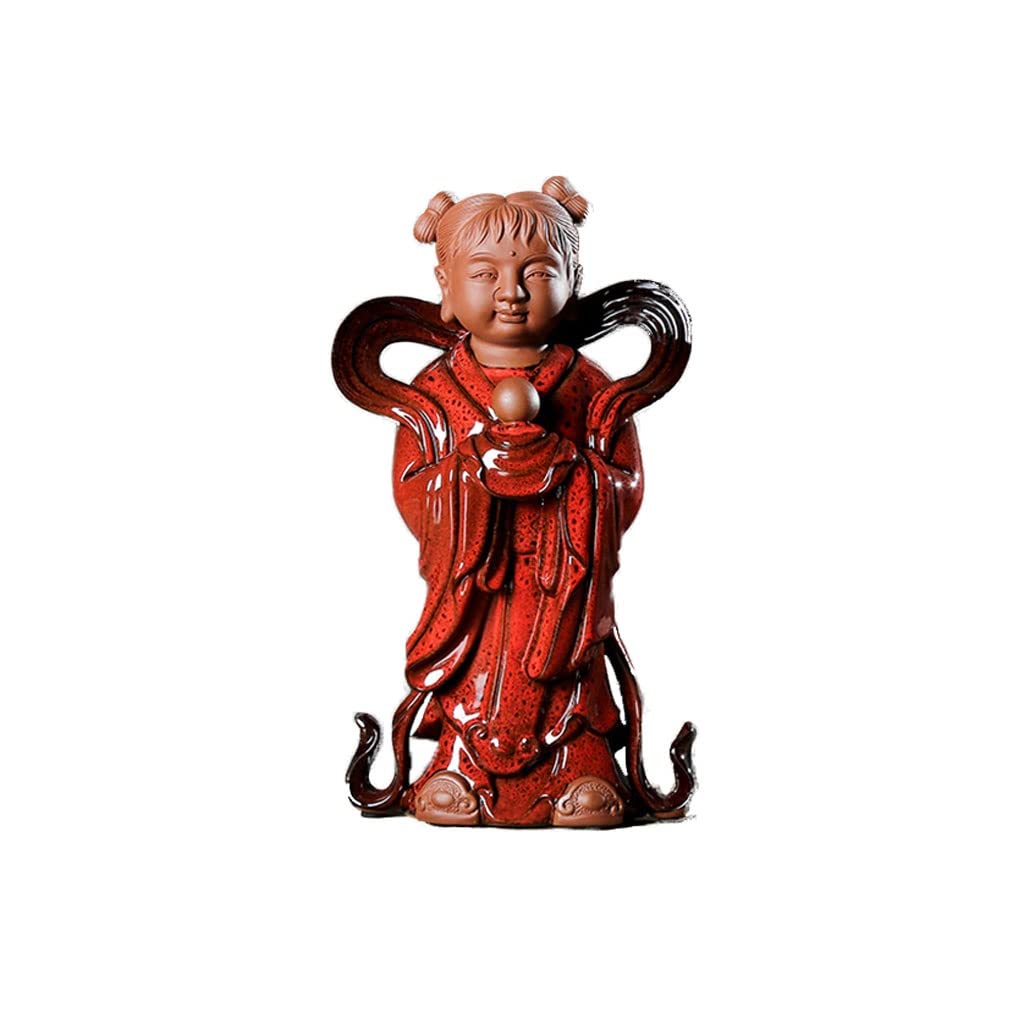 Golden Boy Jade Girl Ceramic Zen Buddha Statue - Home Decor Sculpture for Meditation, Prayer & Blessing | Handcrafted Feng Shui Collection | Perfect for Yoga Studios, Living Rooms & Spiritual Gifts (Color: B)