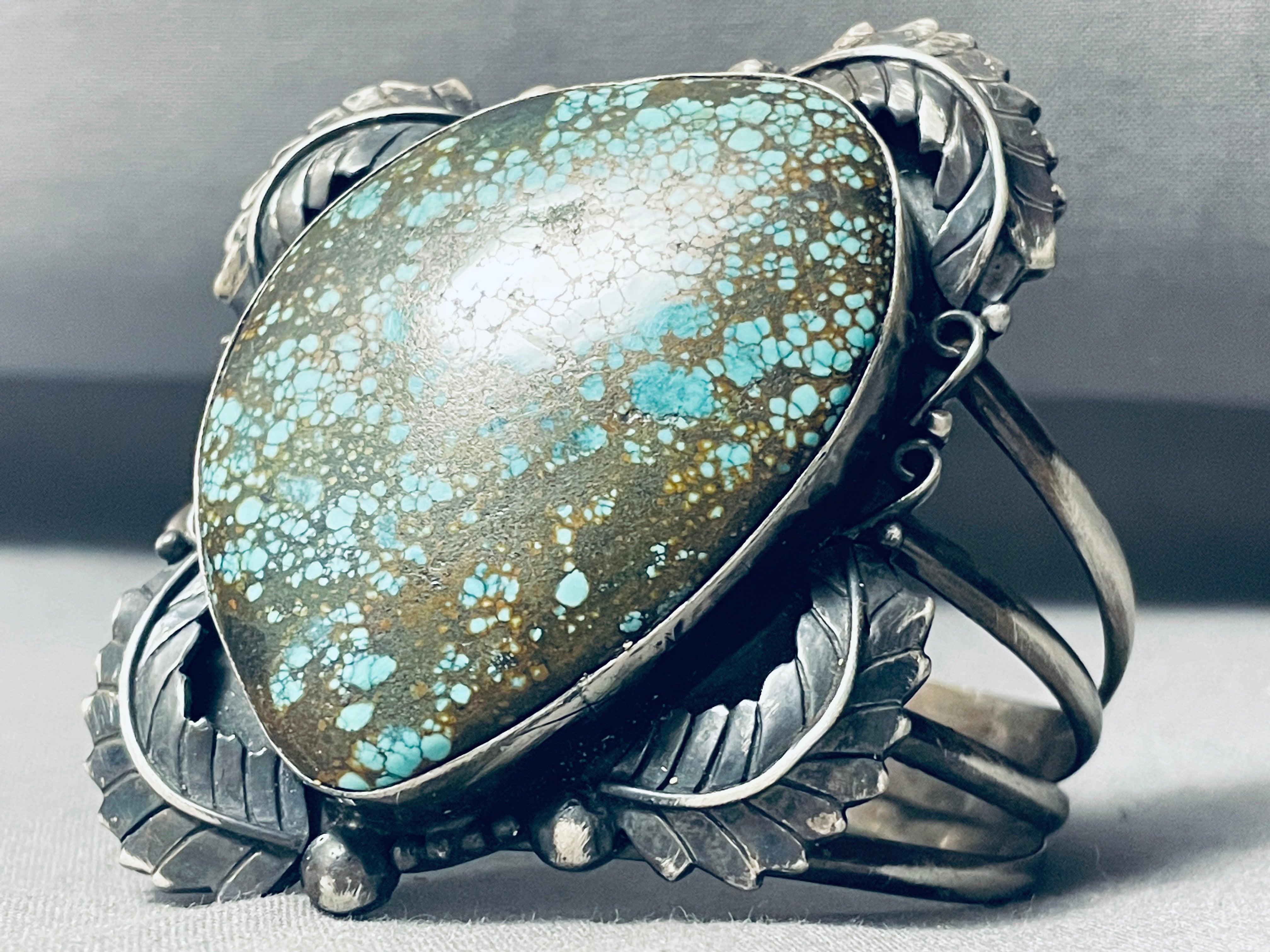 110g Wowza Vintage Navajo Spiderweb Turquoise Sterling Silver Bracelet - Handmade Native American Jewelry for Boho Fashion & Gift Giving