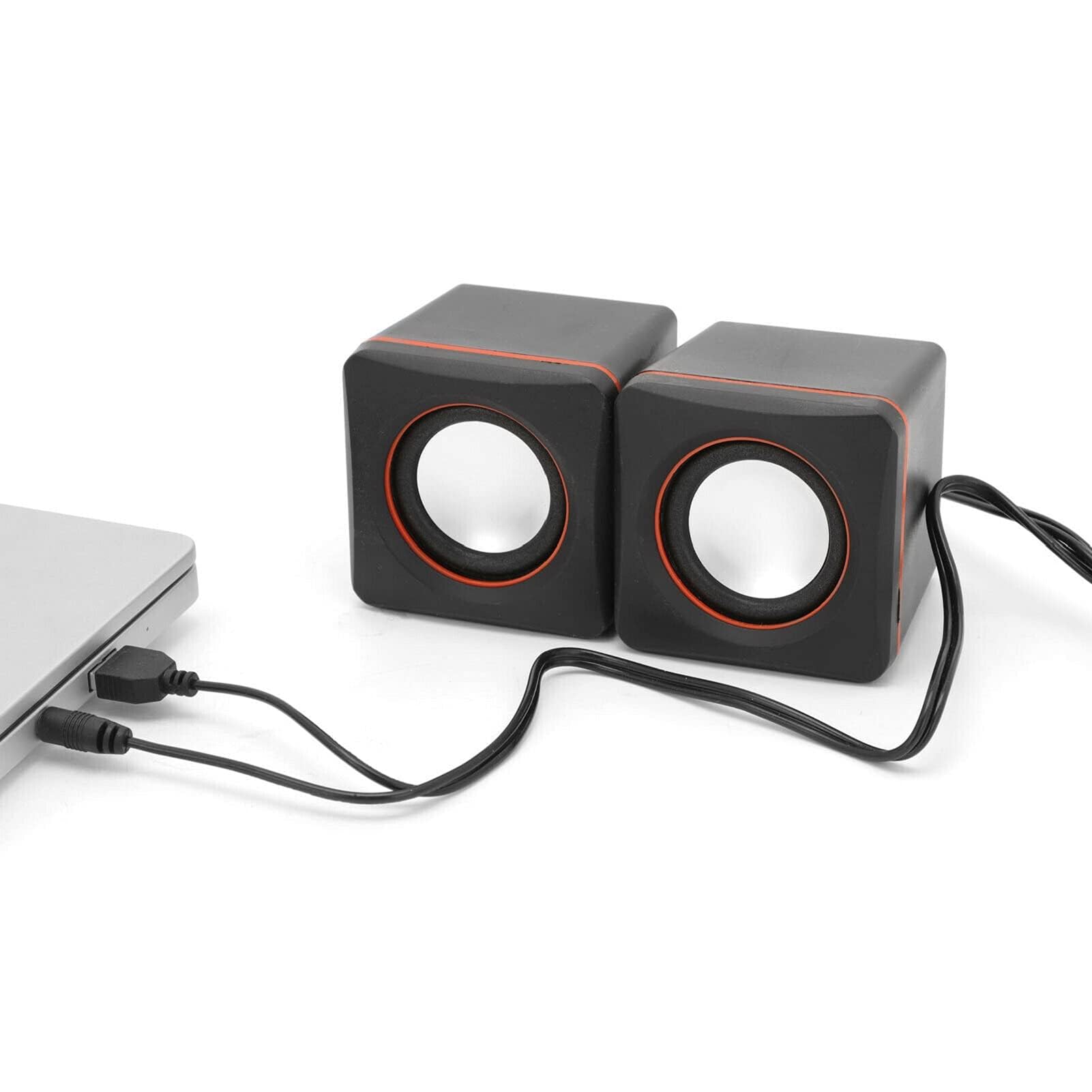 Compact USB Computer Speakers with Stereo Sound & Subwoofer - Mini Multimedia PC Speakers for Desktop, Laptop - Universal Black | Perfect for Home Office, Gaming & Music Listening