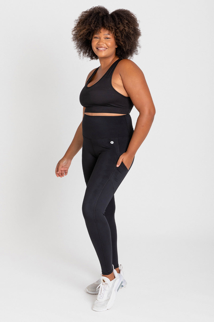 Tall Smart Pocket Full Length Tight - Black | Women's High Waist Yoga Pants with Pockets for Running, Workout & Lounge