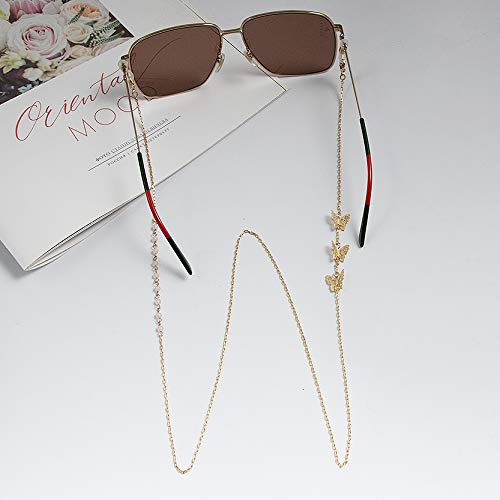 Trendy Eyeglass Chain Mask Holder with Pear and Butterfly Charm - Stylish and Functional Glasses Strap for Women & Men - Perfect for Reading, Driving, and Outdoor Activities
