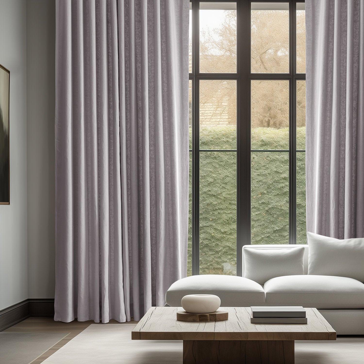 Premium Earl Grey French Linen Custom Curtains - Handmade Blackout Drapes for Living Room & Bedroom - Eco-Friendly Luxury Window Treatments for Home Decor