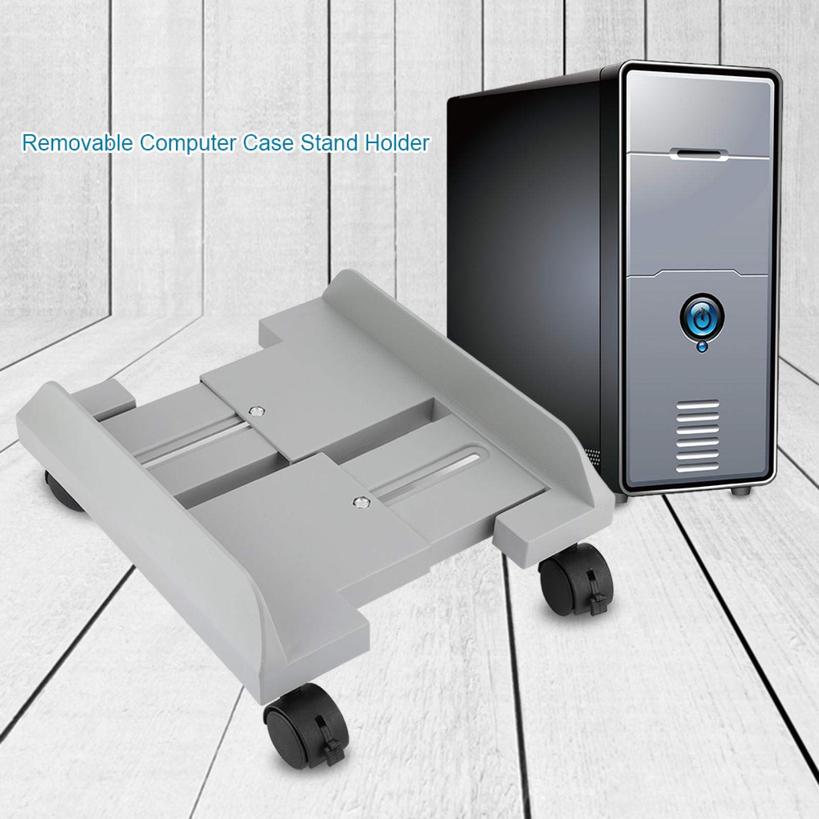 Kuuleyn Universal Computer Case Holder - Adjustable Removable PC Stand Bracket with Brake for Desktop & Tower Cases (Grey) - Perfect for Office, Gaming Setup & Home Workspace Organization