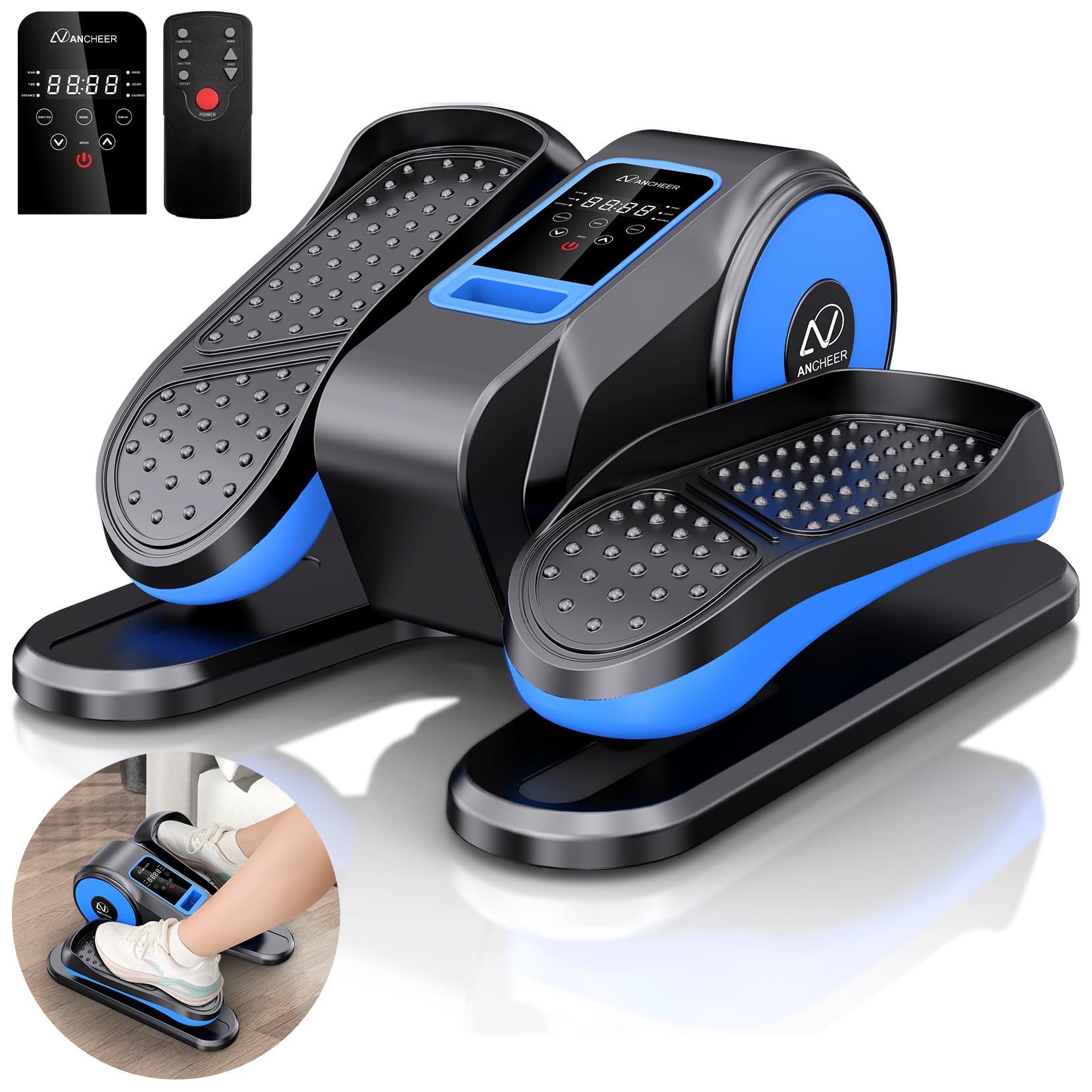 ANCHEER Under Desk Elliptical Machine - 12-Speed Adjustable Quiet Electric Pedal Exerciser for Seniors & Office Workers with Remote Control | Portable Seated Leg Workout for Home & Office Use