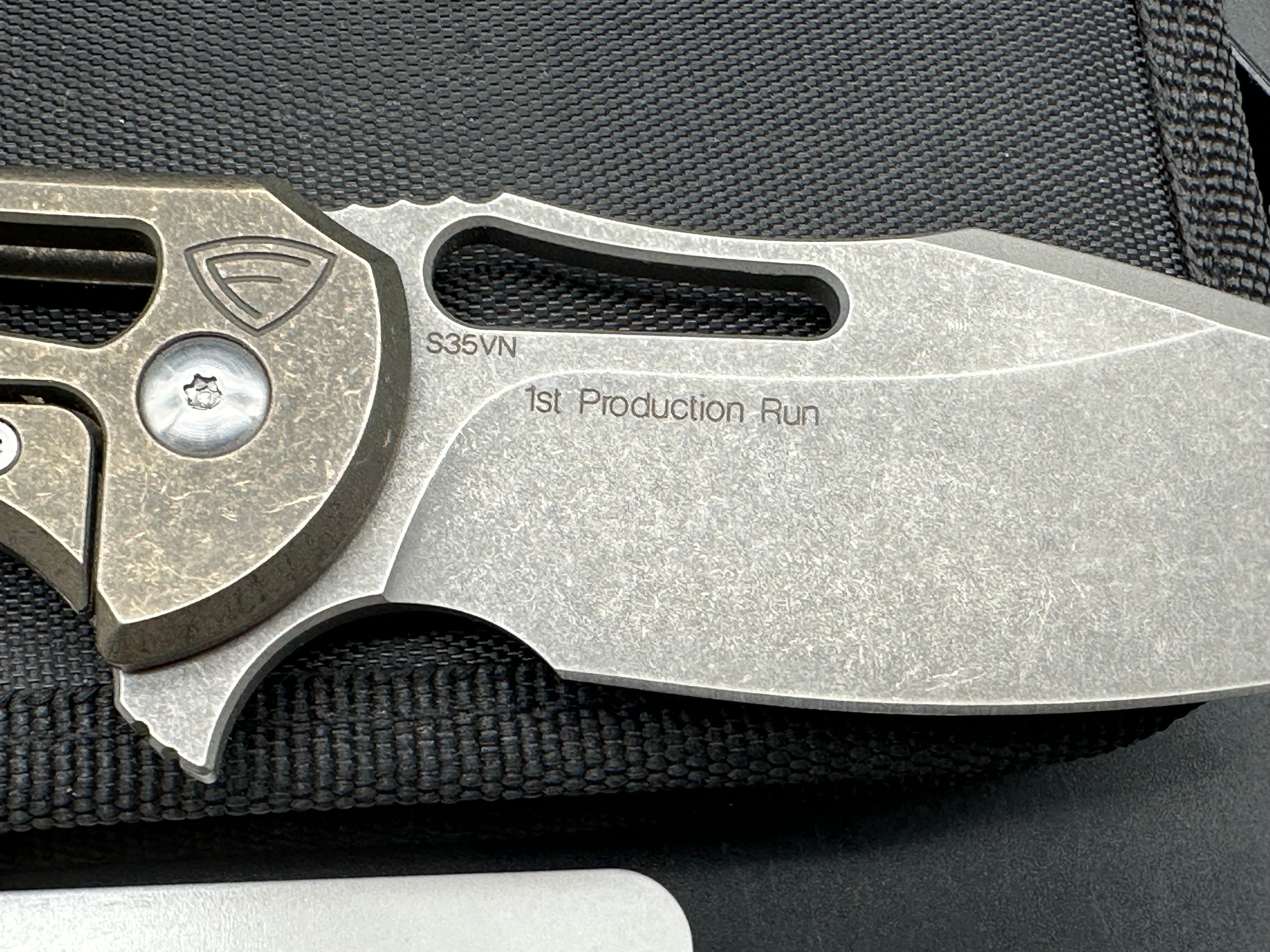 Ferrum Forge Pro Series Fortis 2.0 Folding Knife - Stonewashed CPM S35VN Blade & Bronze Anodized Titanium Handles - EDC Pocket Knife for Outdoor, Camping, Hiking and Survival Gear