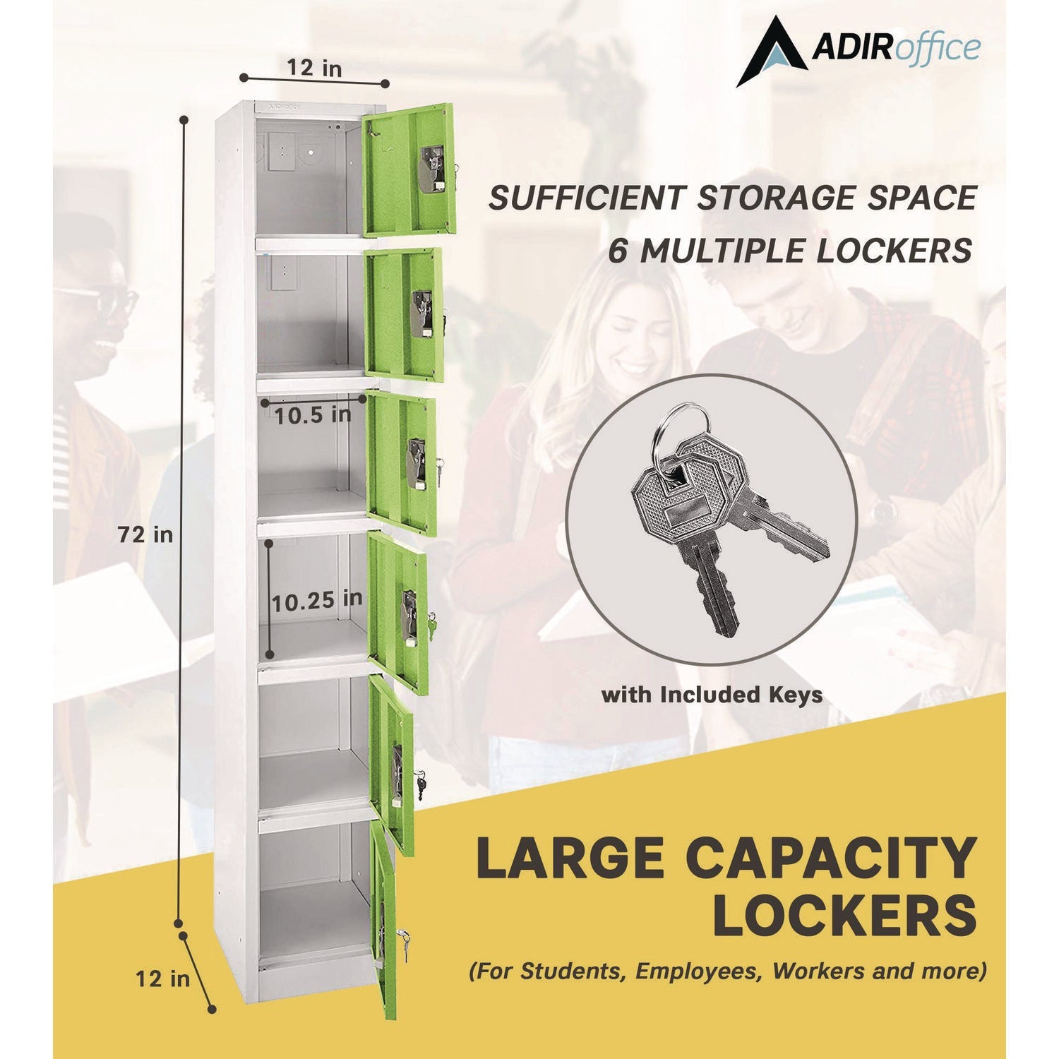 AdirOffice 6-Compartment Steel Storage Locker - 12