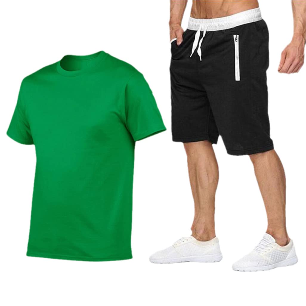 Men's Summer 2-Piece Outfit - Short Sleeve T-Shirt & Shorts Set | Comfortable Casual Tracksuit for Gym, Beach & Everyday Wear
