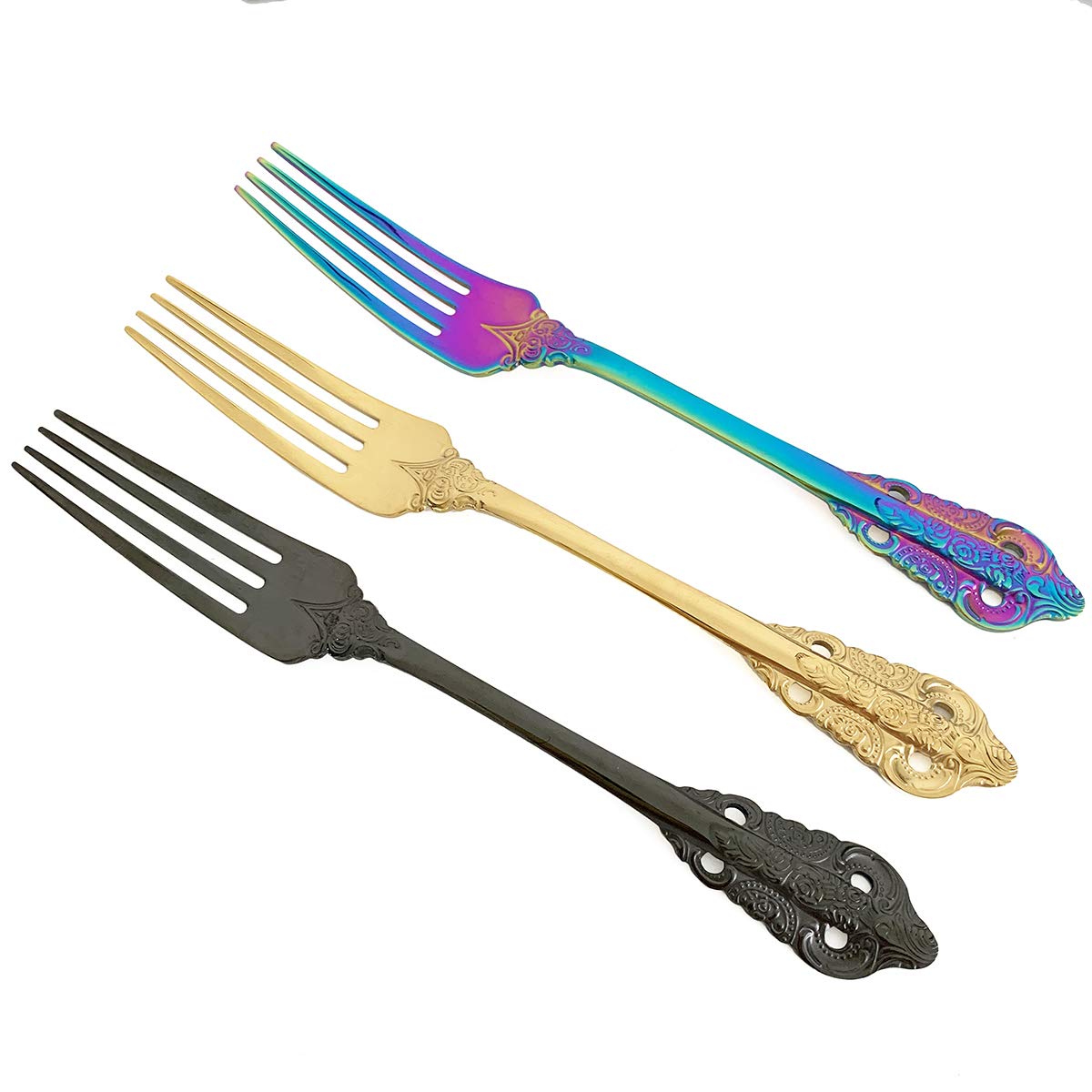 24-Piece Pure Black Kitchen Silverware Set - 304 Stainless Steel Flatware Set Service for 6 - Elegant Tableware Cutlery Set for Home, Restaurant & Party - Dinner Forks, Spoons & Knives with Round Edge & Mirror Finish - Perfect for Everyday Dining, Wedding Gifts & Fine Dining Restaurants