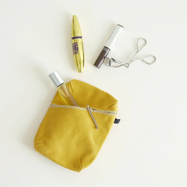Kurashiki Hampu Canvas Pouch Small Size - Premium Japanese Indigo Blue Cotton Pouch for Travel, Stationery & Everyday Essentials