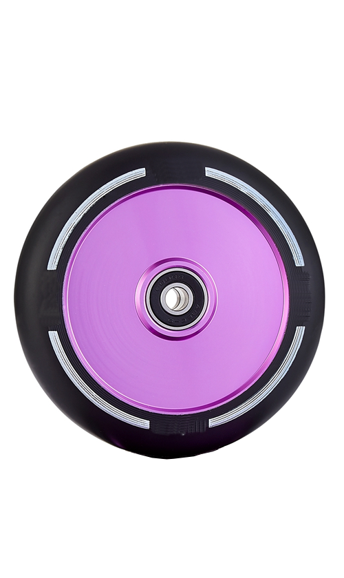 Huoli SW15 Hollow Core Scooter Wheels - Lightweight & Durable 100mm Wheels for Pro Scooters (Black/Purple) - Perfect for Street Tricks, Skate Parks & Urban Riding