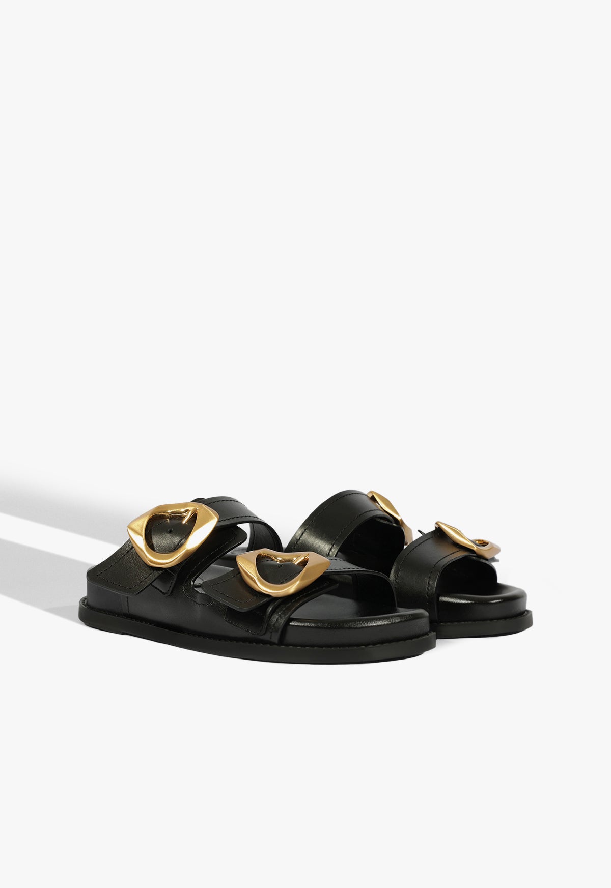 Olga Black Leather Sporty Sandal - Women's Comfortable Athletic Sandals for Running, Walking & Outdoor Activities