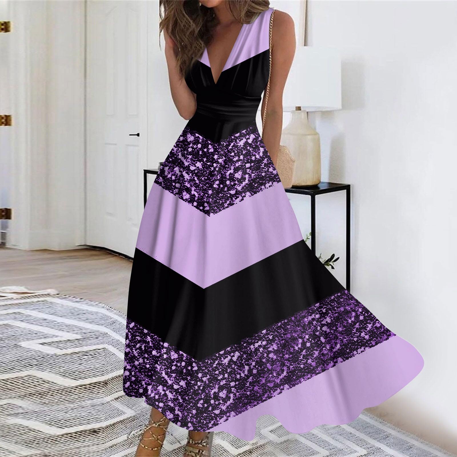 2024 Women's Floral Print Sleeveless Wrap V-Neck Maxi Dress - Elegant Flowy Long Sundress for Summer, Beach, Wedding & Special Occasions