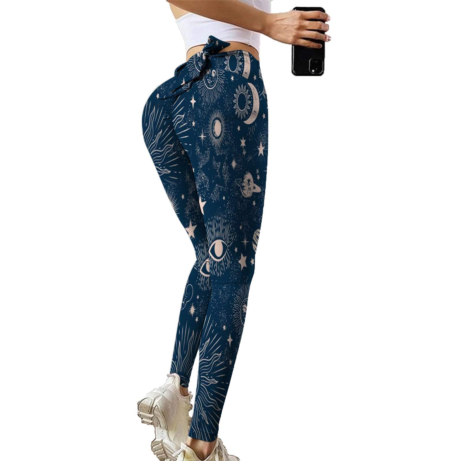 Women's High Waist Flared Yoga Pants with Printing - Stretchy Fitness Leggings for Yoga, Workout & Lounge Wear