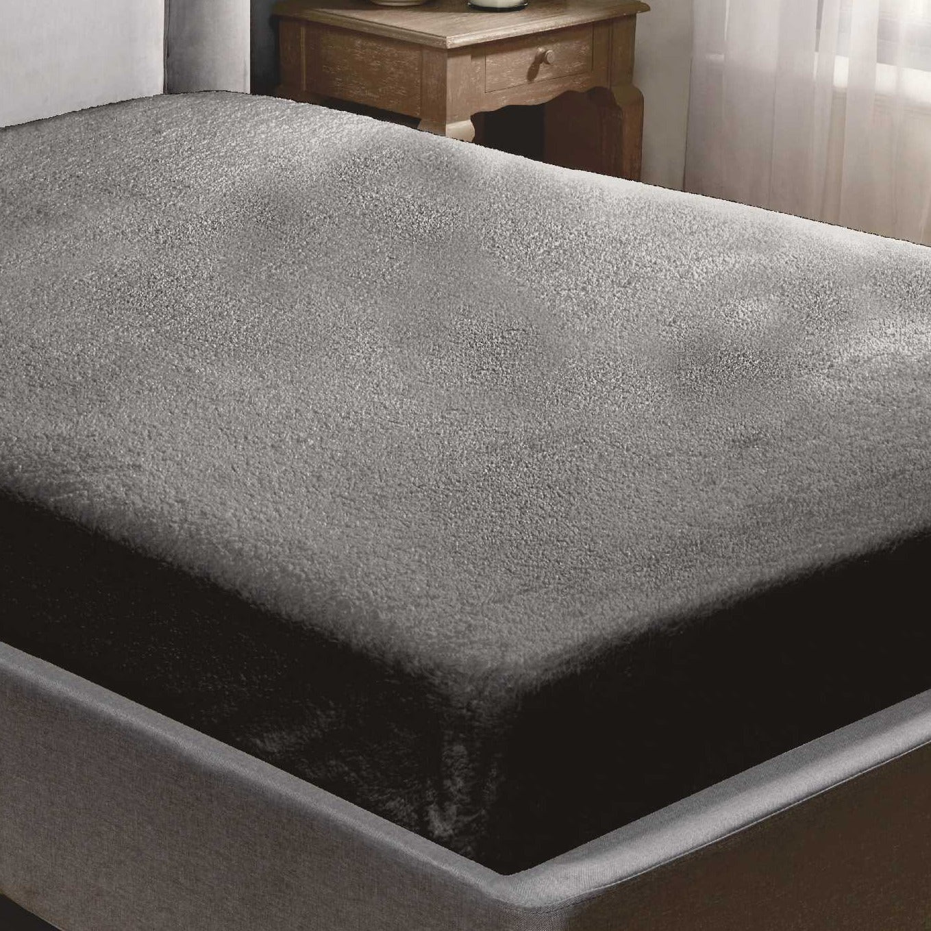 Sherpa Teddy Fleece Fitted Sheet - Ultra Soft & Cozy Charcoal Gray Bed Sheet for Winter - Perfect for Cold Nights, Guest Rooms & Cozy Bedroom Decor