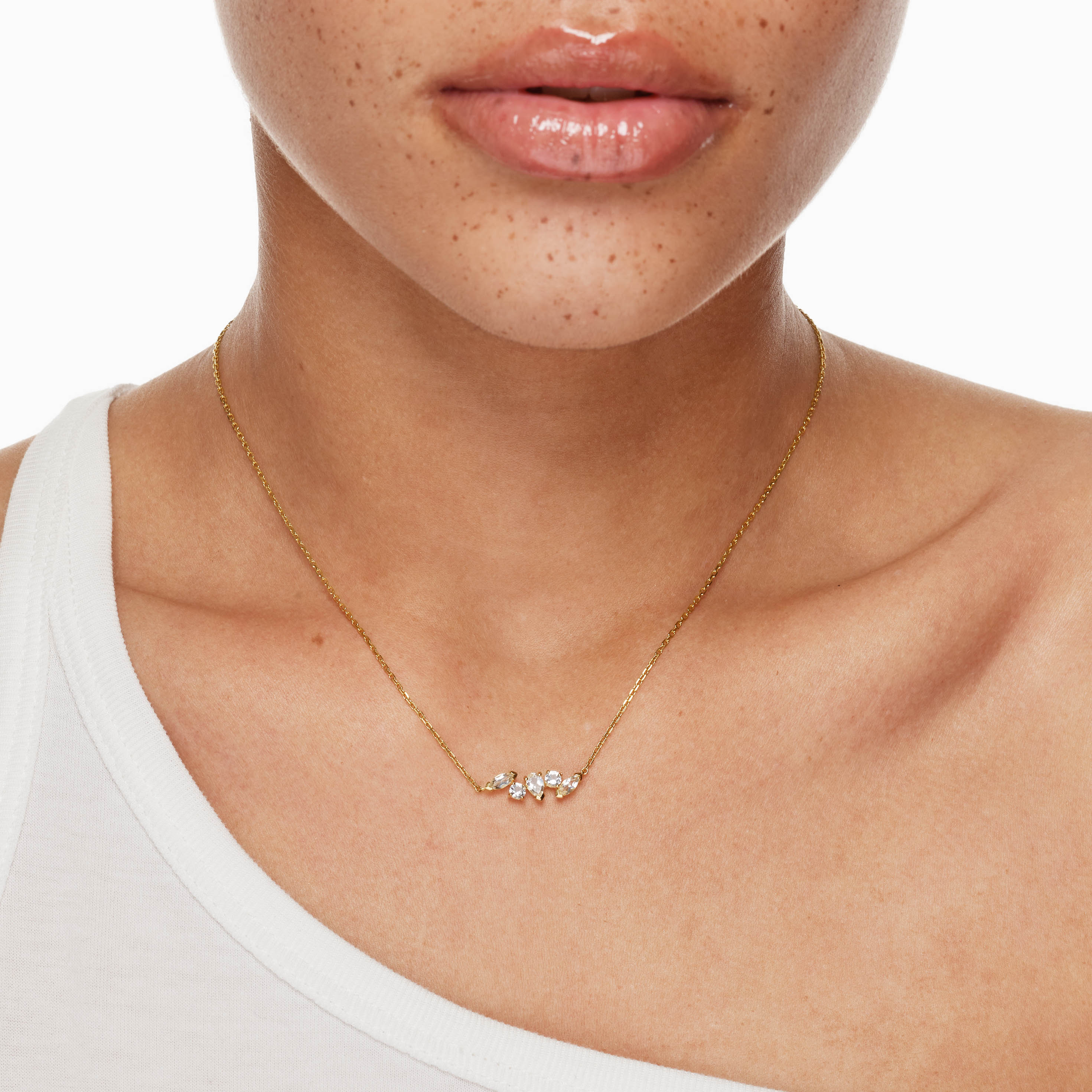 White Topaz Pendant Necklace in 14K Gold - Elegant Jewelry for Women, Perfect for Weddings, Anniversaries & Special Occasions