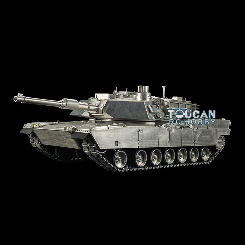 1/8 Scale Henglong 1239MM Full Metal M1A2 Abrams RTR RC Tank - 360° Rotating Turret, Smoke Unit, Barrel Recoil, Battery Sound System | Ready-to-Run Remote Control Military Tank for Outdoor Battles & Collection Display