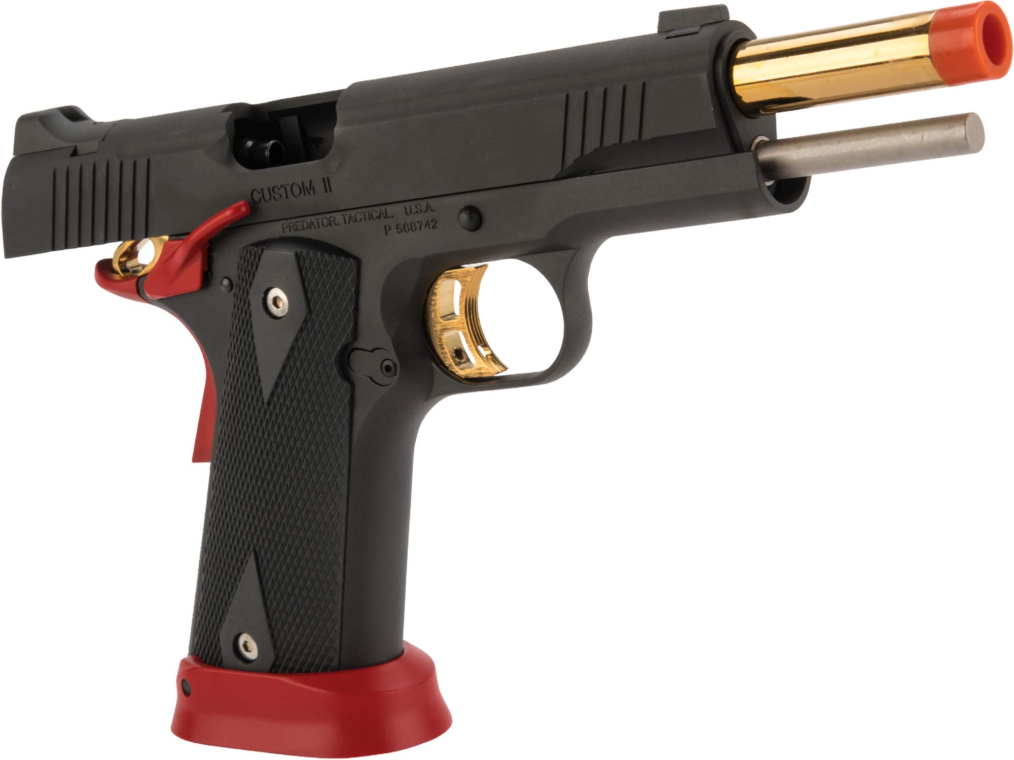 King Arms Predator Tactical Iron Shrike CO2 Gas Blowback Airsoft 1911 Pistol - Red | Realistic Airsoft Gun for Tactical Training & Competitive Shooting