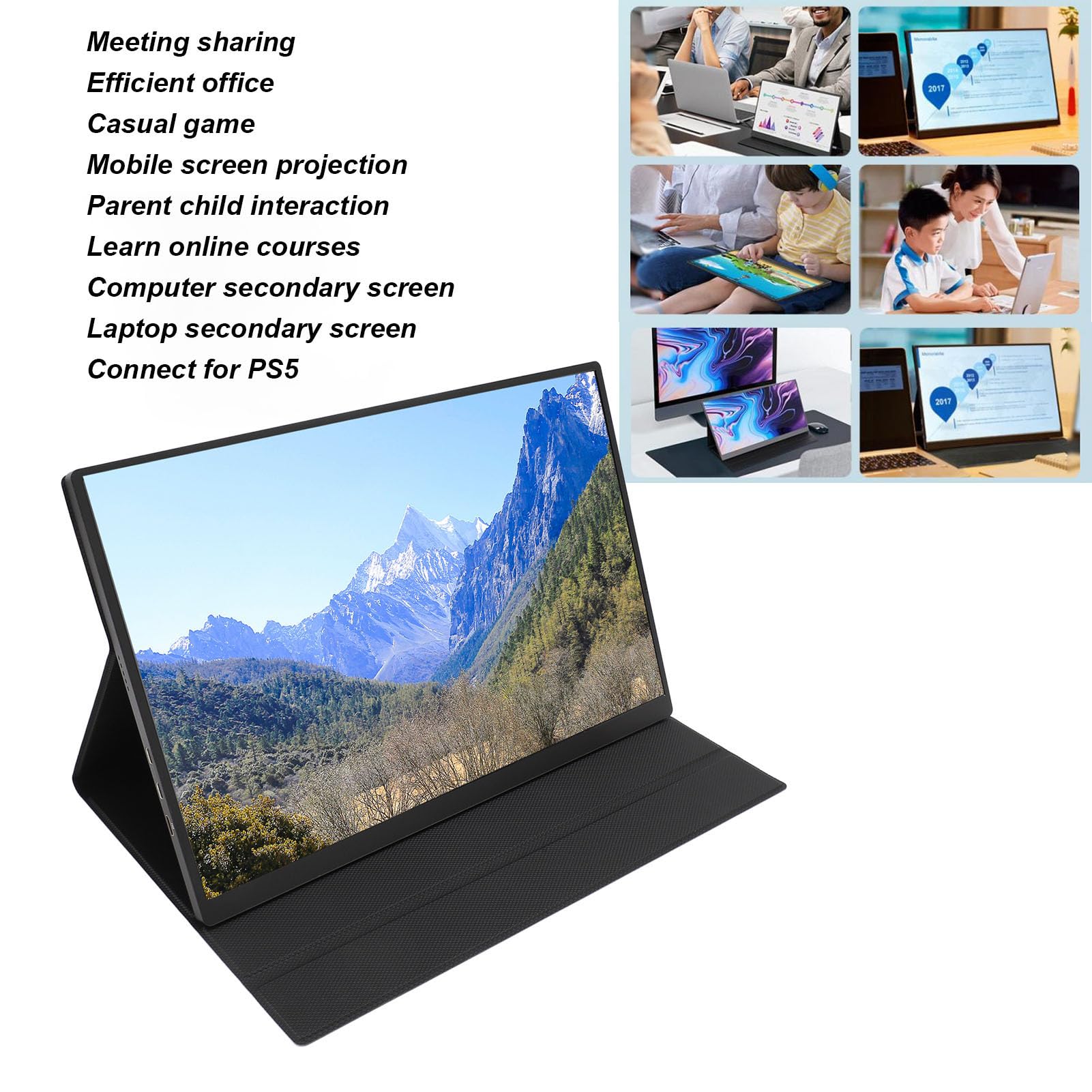 Vikye 16 Inch 2.5K Portable Monitor with IPS Panel, 120Hz Refresh Rate, HDMI Computer Display, Built-in Speakers, 16:10 External Expansion Screen - Perfect for Gaming, Office Work & Travel