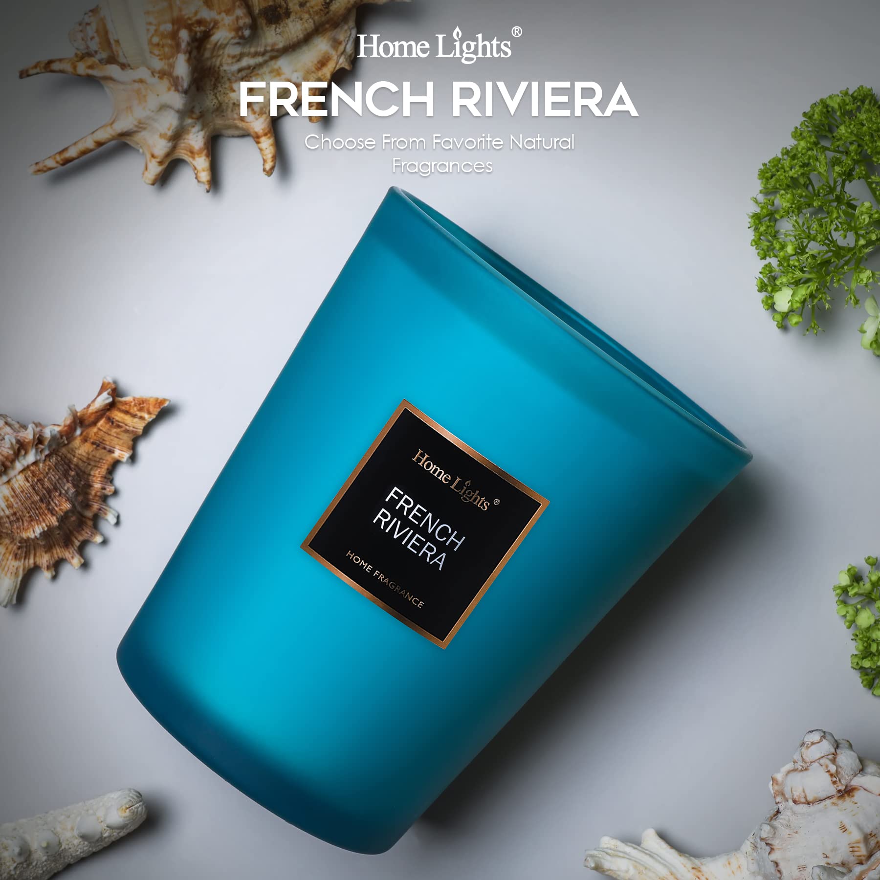 HomeLights Scented Candles - 33.3oz Large Jar Aromatherapy Soy Candle with 3 Cotton Wicks | 130-Hour Burn Time | French Riviera Fragrance | Home Decor & Relaxation Gift for Spa, Bedroom & Living Room