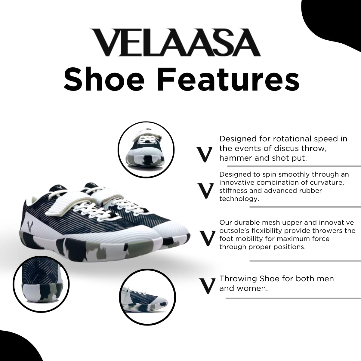 VELAASA Stones | Men's & Women's Discus Throw Shoes for Shot Put, Javelin & Running | Track & Field Training Equipment | Perfect for Competitions & Outdoor Sports