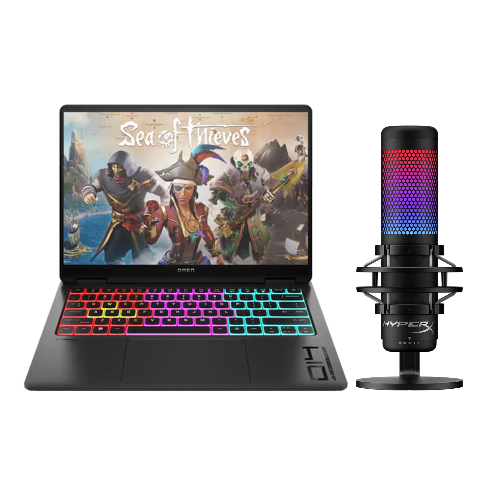 OMEN Transcend 14 Gaming Laptop with HyperX QuadCast S RGB USB Microphone - Powerful PC Bundle for Streaming, Gaming & Content Creation