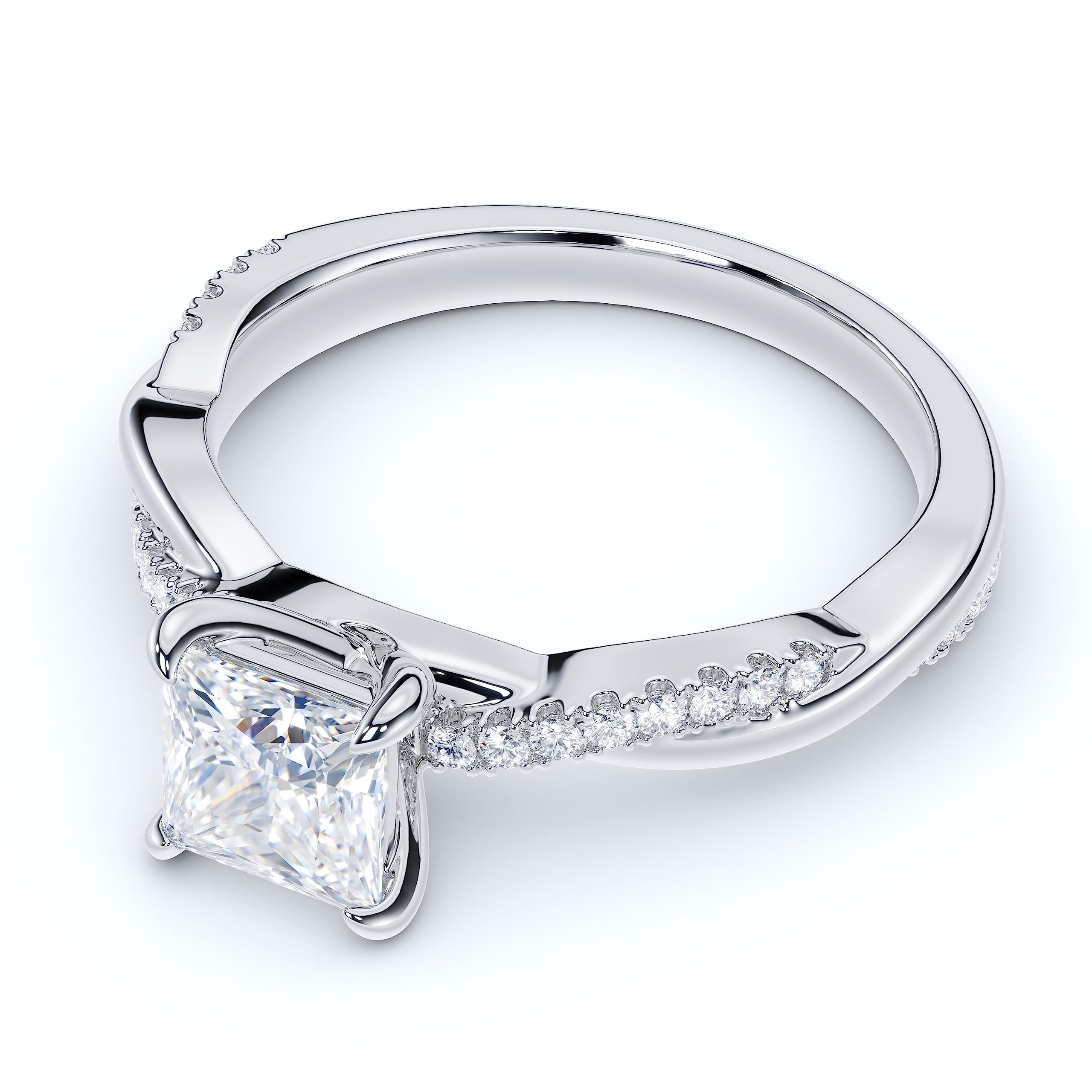 10K White Gold 4-Prong Princess Cut Simulated Diamond Engagement Ring - Petite Twisted Vine Design for Women, Perfect for Proposals, Anniversaries & Special Occasions