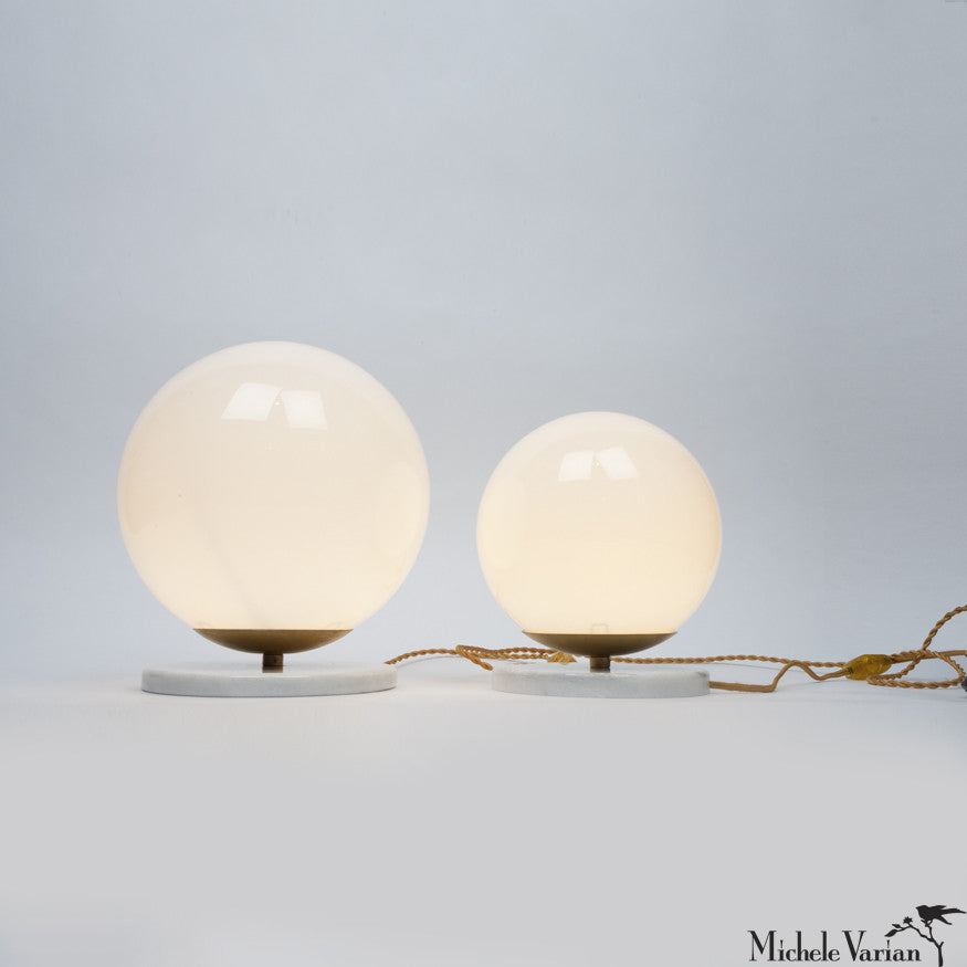 Elegant Marble and Glass Globe Table Lamp - Large Modern Lighting for Living Room, Bedroom, or Office Decor
