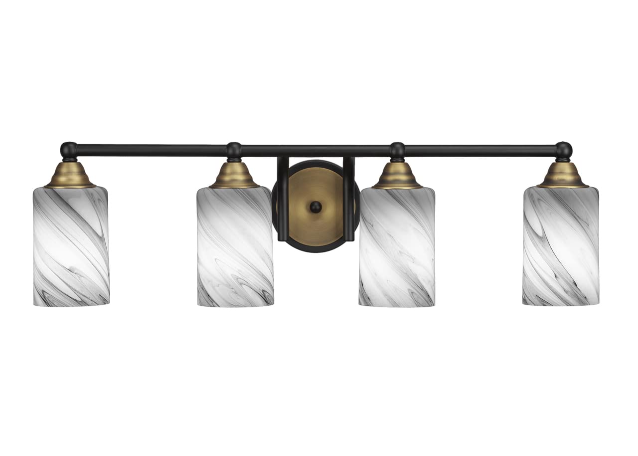 Toltec Lighting Paramount 4-Light Bathroom Vanity Light Fixture in Matte Black & Brass (3424-MBBR-3009) - Perfect for Modern Bathroom, Powder Room, and Spa Lighting