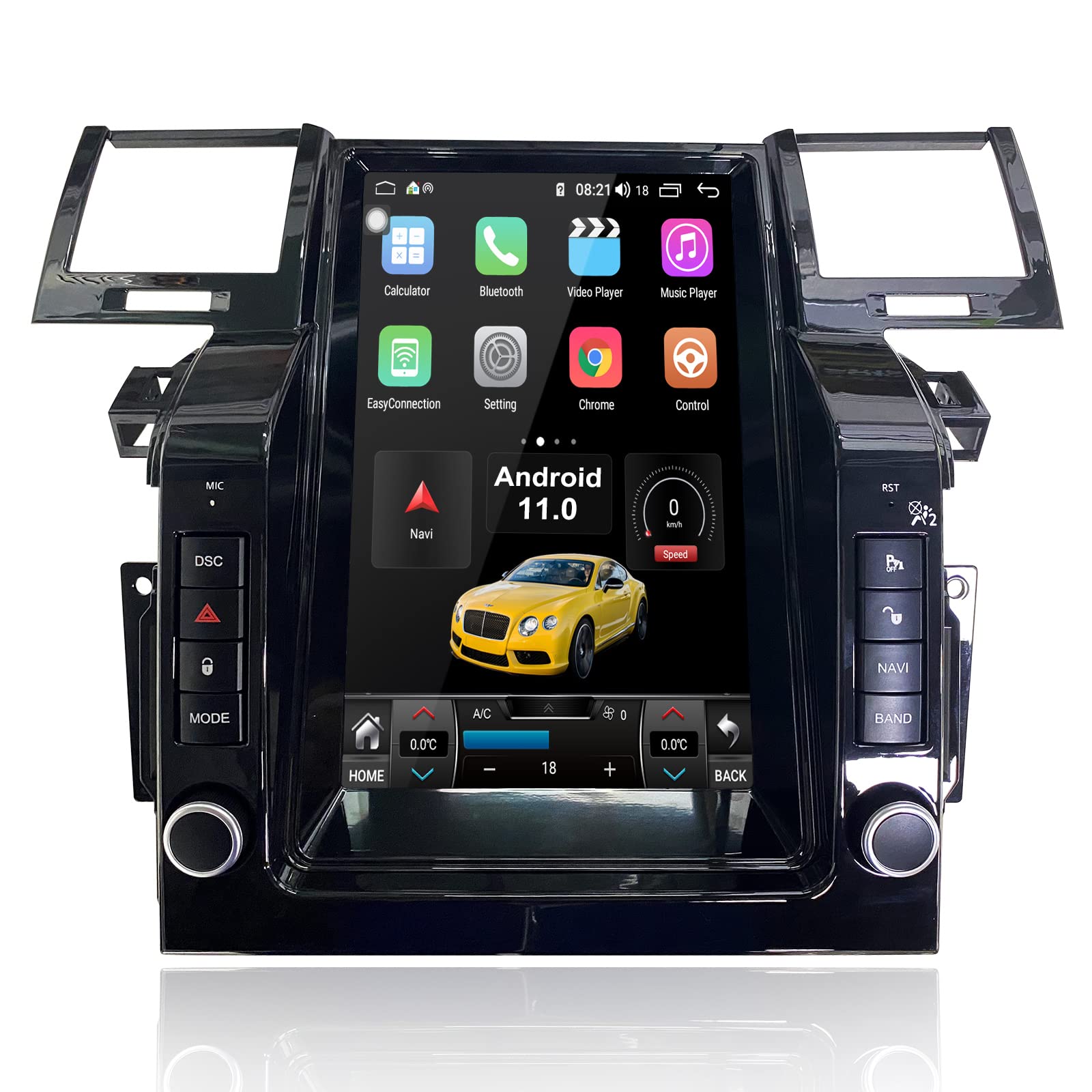 MOOKAKA 12.1 Inch Android 11 Tesla Style Car Stereo - 1 Din Multimedia Player with Wireless CarPlay, Bluetooth, DSP & GPS Navigation (3+32GB 8-Core) for 2005-2009 Land Rover Range Rover Sport | Perfect for Road Trips & Daily Commuting