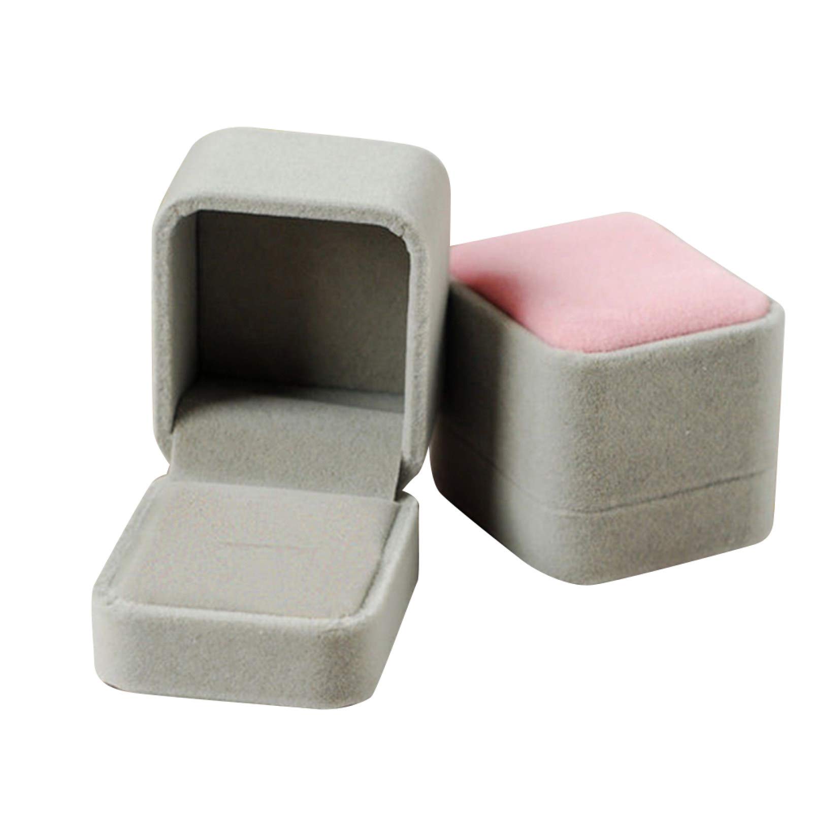 HEVIRGO Jewelry & Watch Storage Box - Premium Gray Fabric Organizer with Square Lid for Earrings, Rings & Watches | Perfect for Travel, Home Display & Gift Giving