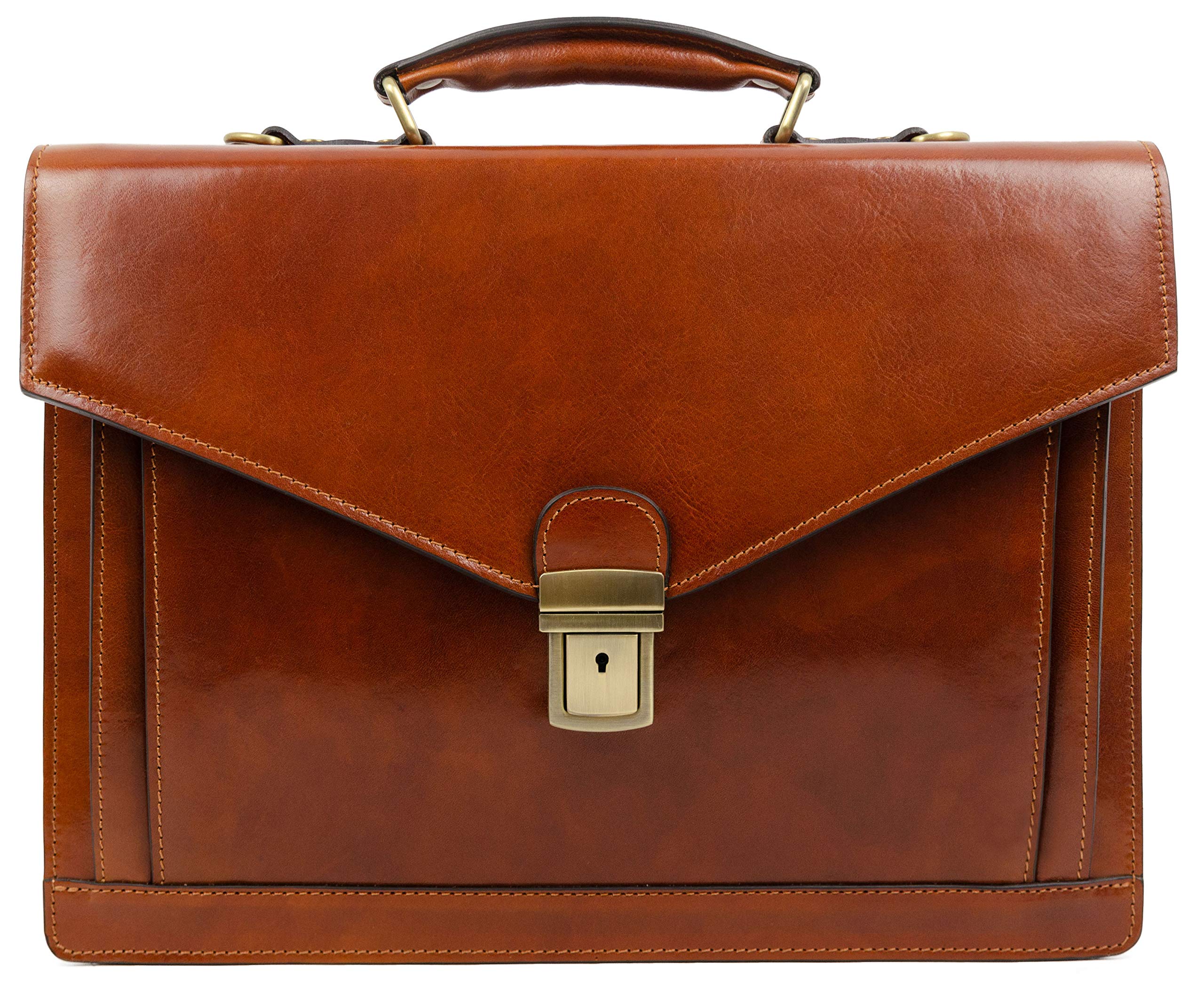 Premium Italian Handmade Leather Briefcase for Men - Durable Business Laptop Bag with Time Resistance - Professional Attache Case with Gift Box - Perfect for Office, Travel & Executive Gifts