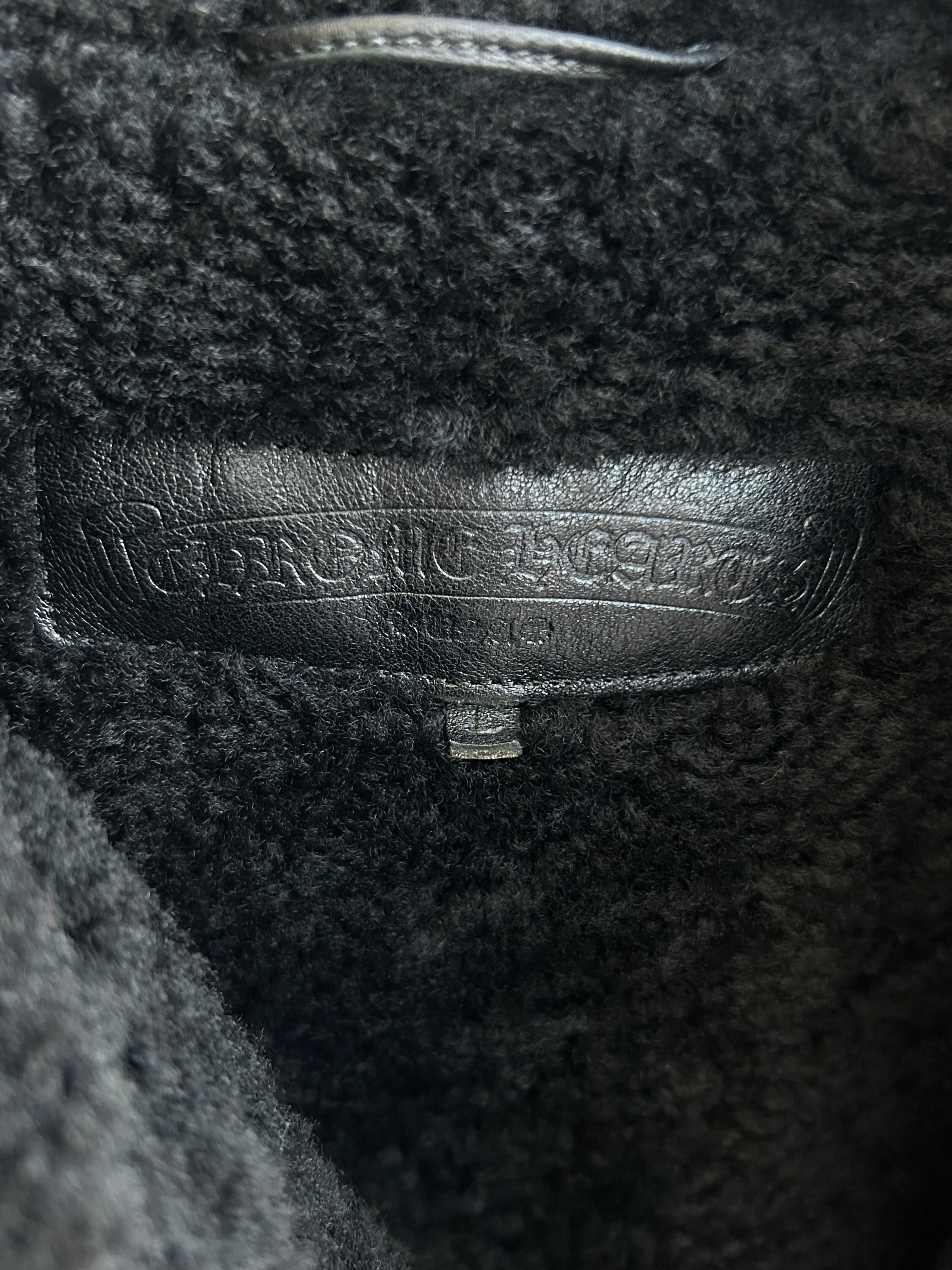 Chrome Hearts Black Quilted Sherpa Jacket for Men & Women - Winter Warm Fleece Lined Coat - Stylish Biker Outerwear for Cold Weather & Outdoor Activities