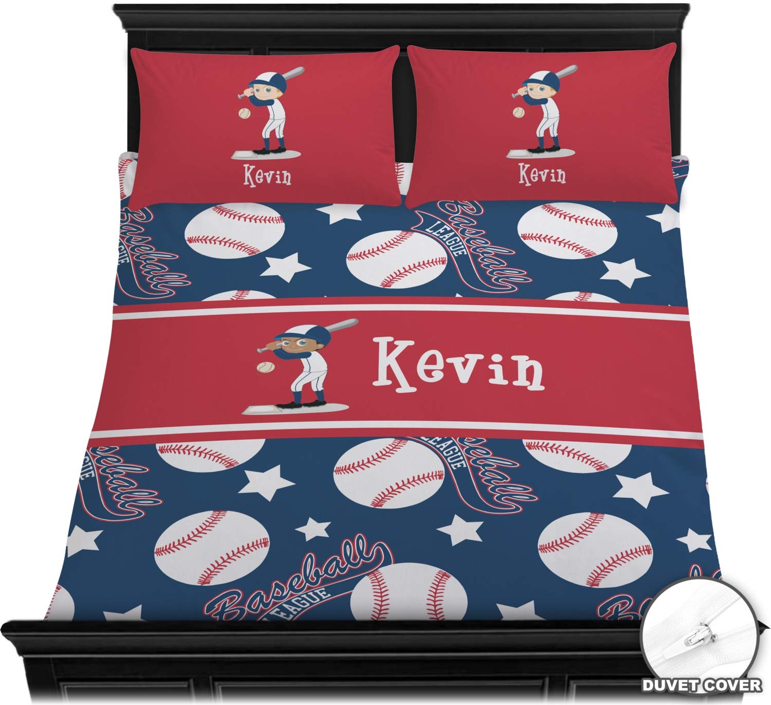 Custom Baseball Duvet Cover Set - Full/Queen Size Bedding for Sports Fans - Perfect for Boys' Rooms, Game Day Decor & Baseball Themed Bedrooms