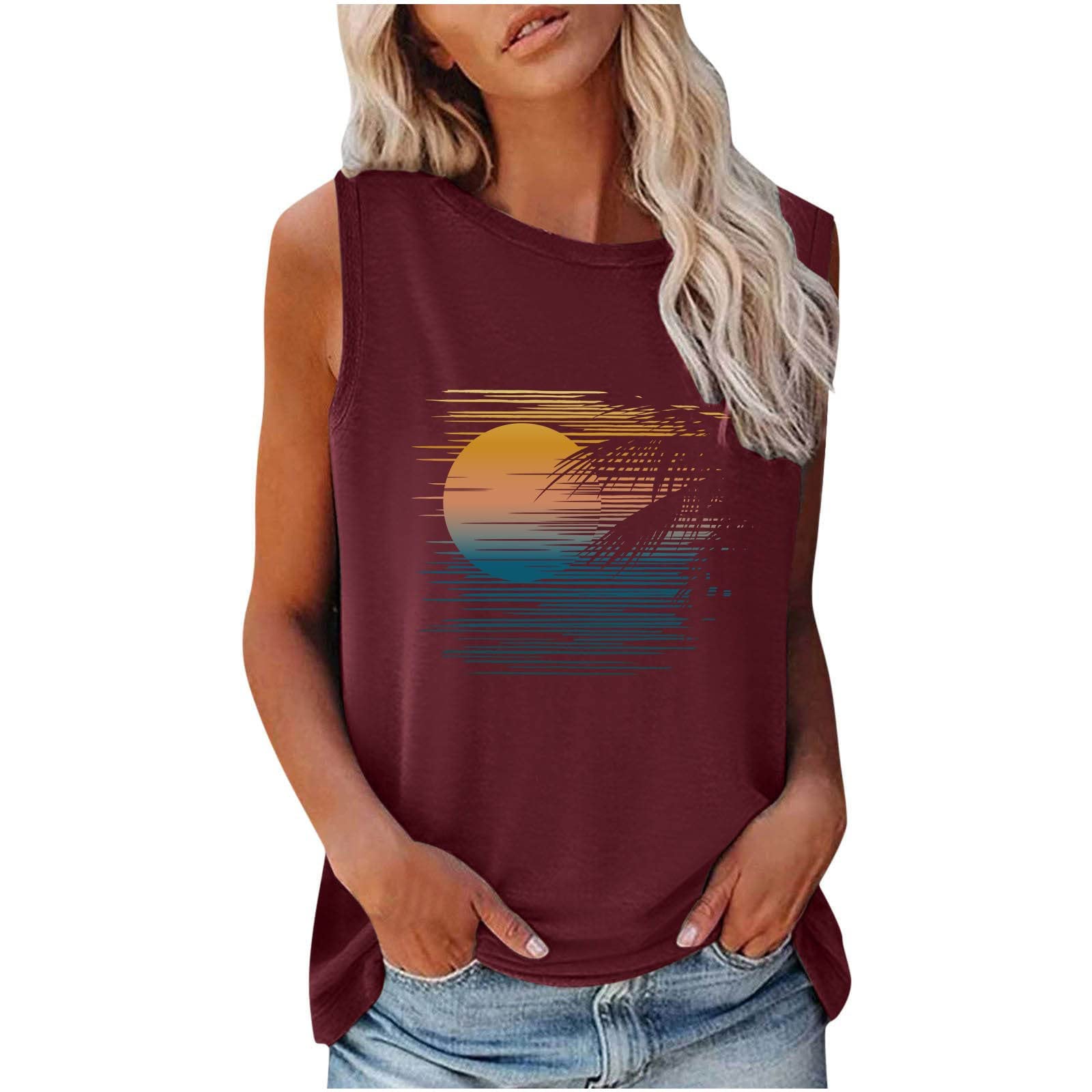 Women's Athletic Tank Tops - Breathable Sleeveless Workout Shirts for Yoga, Running & Gym | Moisture-Wicking Graphic Print Exercise Tops | Perfect for Fitness, Vacation & Casual Wear