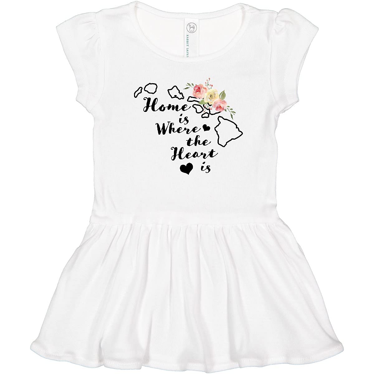 Inktastic Hawaii Home is Where The Heart is Watercolor Floral Toddler Dress - Cute Summer Outfit for Girls, Beach Vacation, Family Photos & Special Occasions