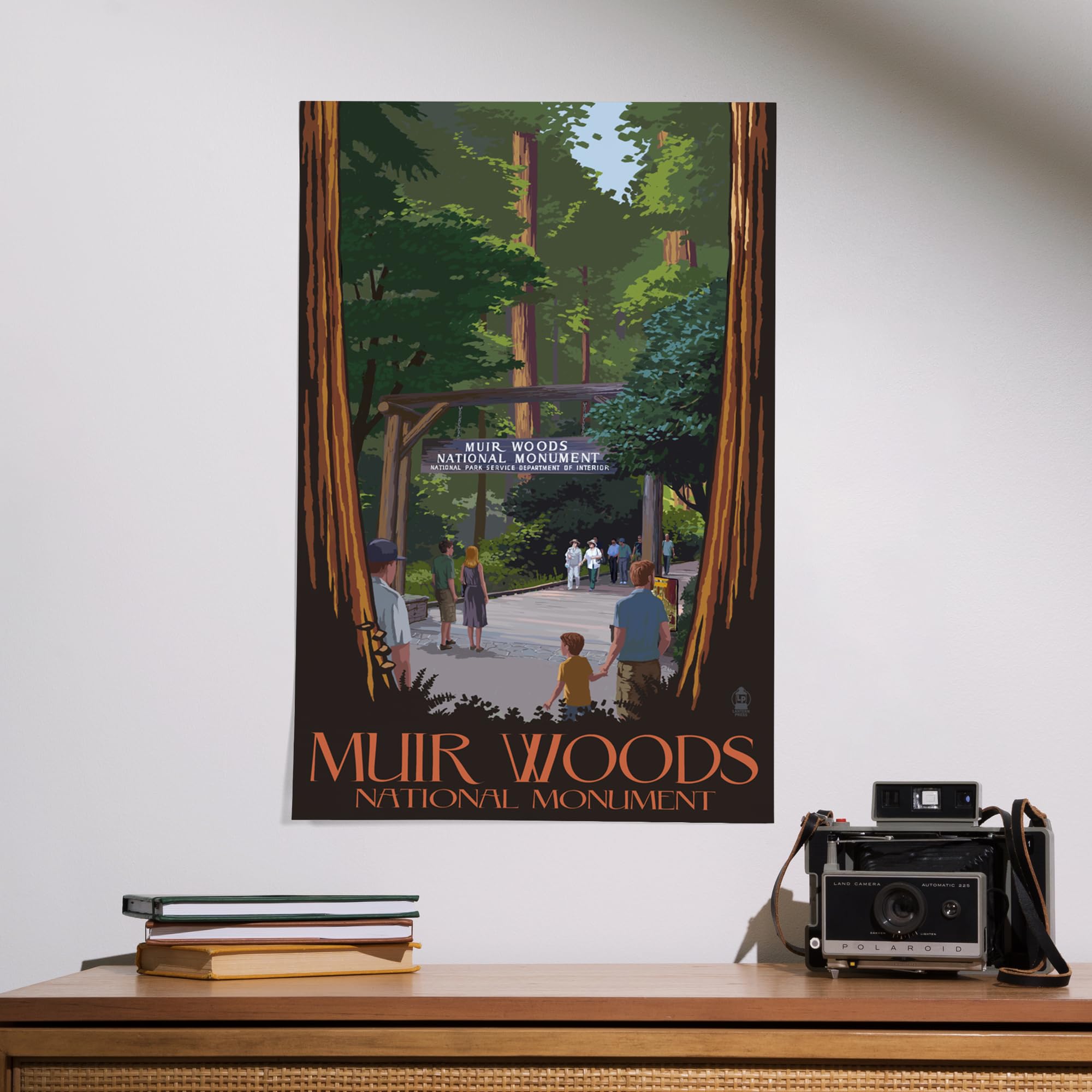 Lantern Press 16x24 Inch Giclee Art Print - Muir Woods National Monument California Entrance - Wall Decor for Living Room, Office & Home